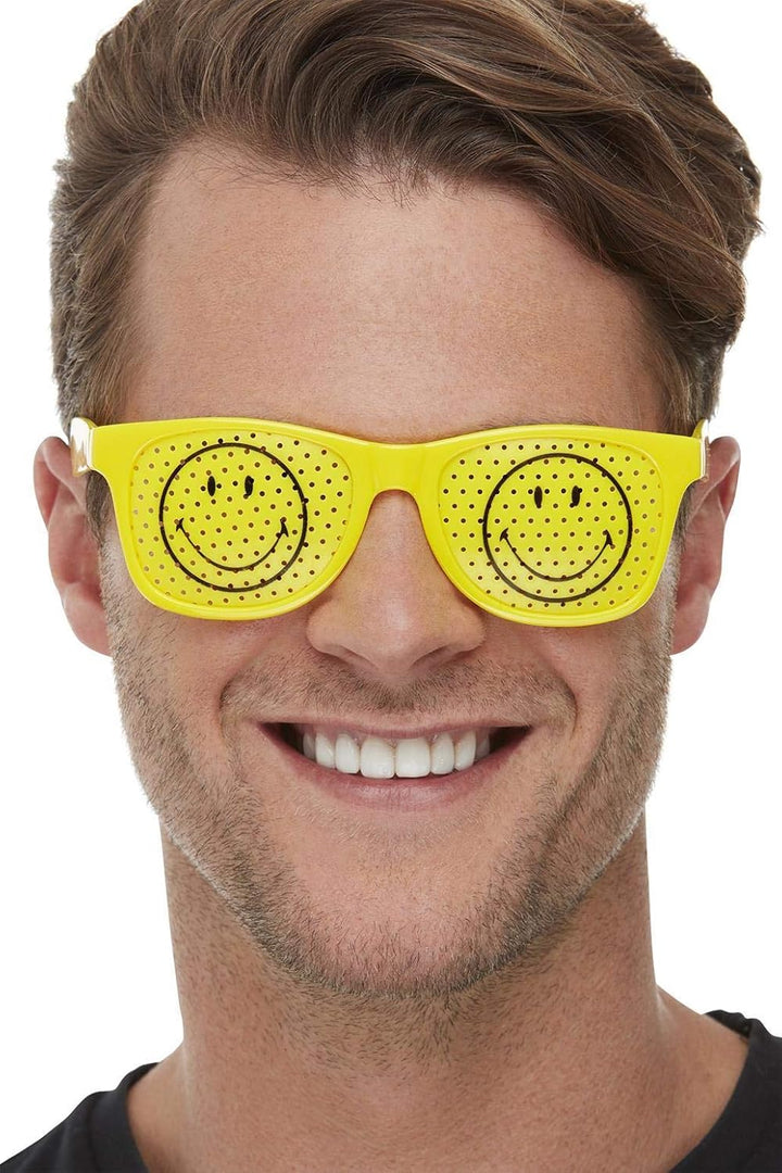 Smiffys Officially Licensed Smiley Rave Glasses, Unisex Adult, Yellow, One Size