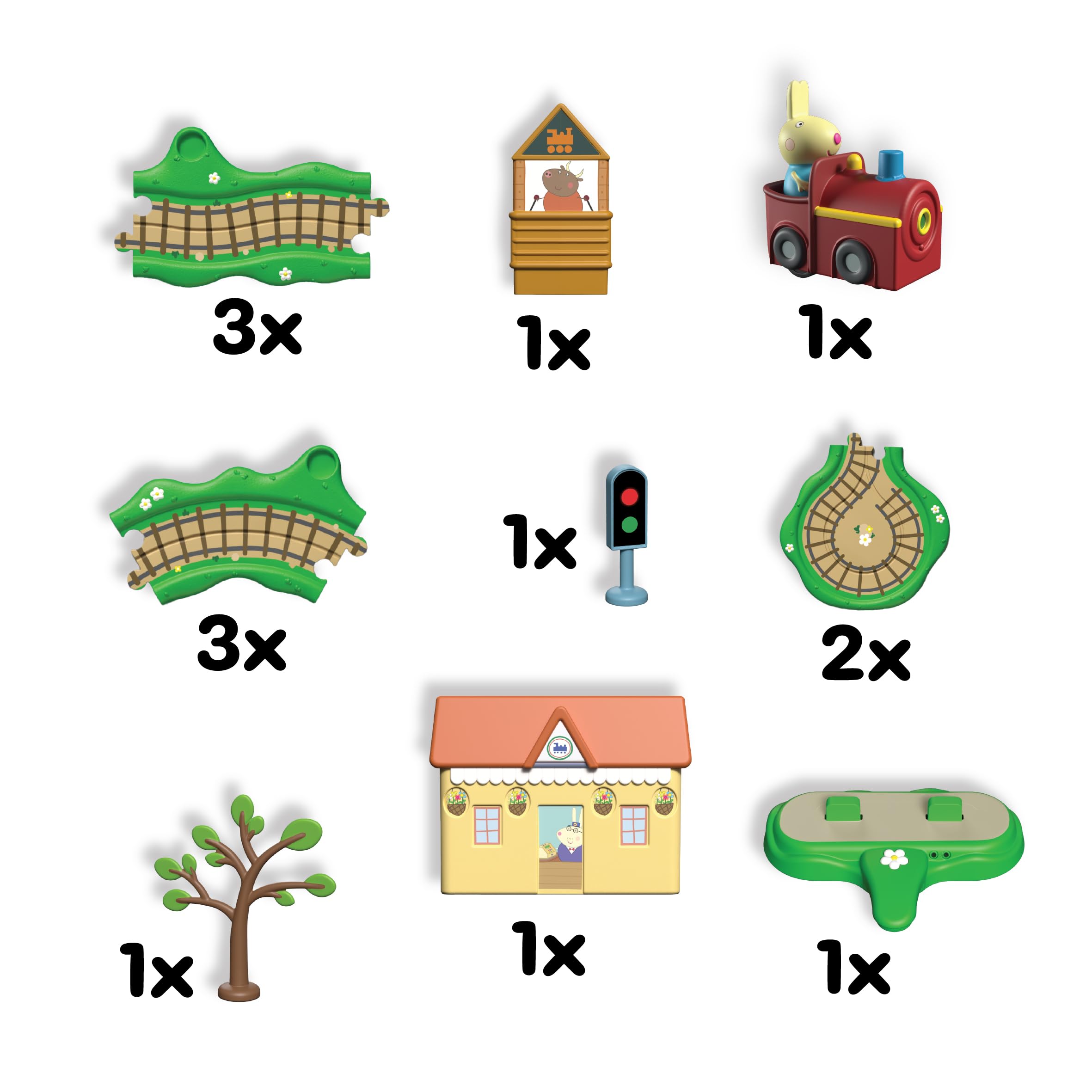 Peppa Pig Whizz Around Clickety Clack Train Set - Motorised Vehicle Playset for Ages 2+ 3