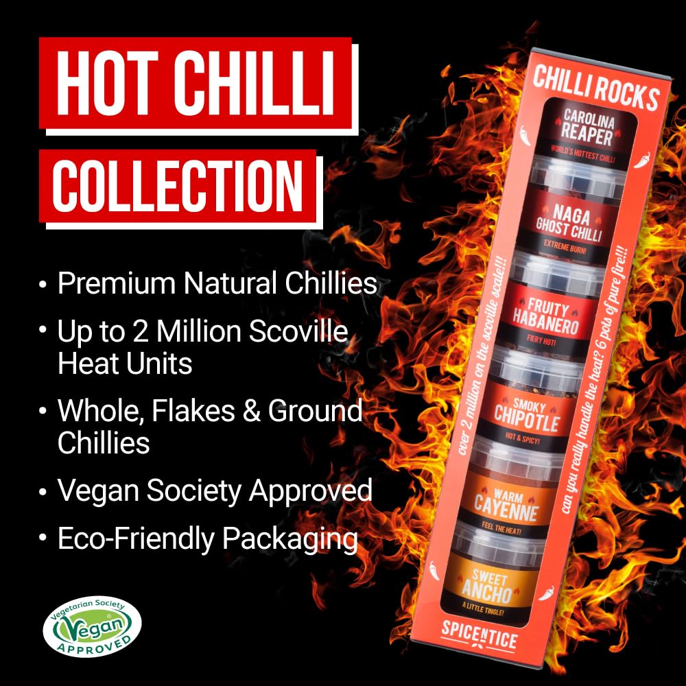 SPICE "N" TICE - Ultimate Hot Chilli Pepper Gift Set - 100% Pure Premium Chilli 6-Pack 6