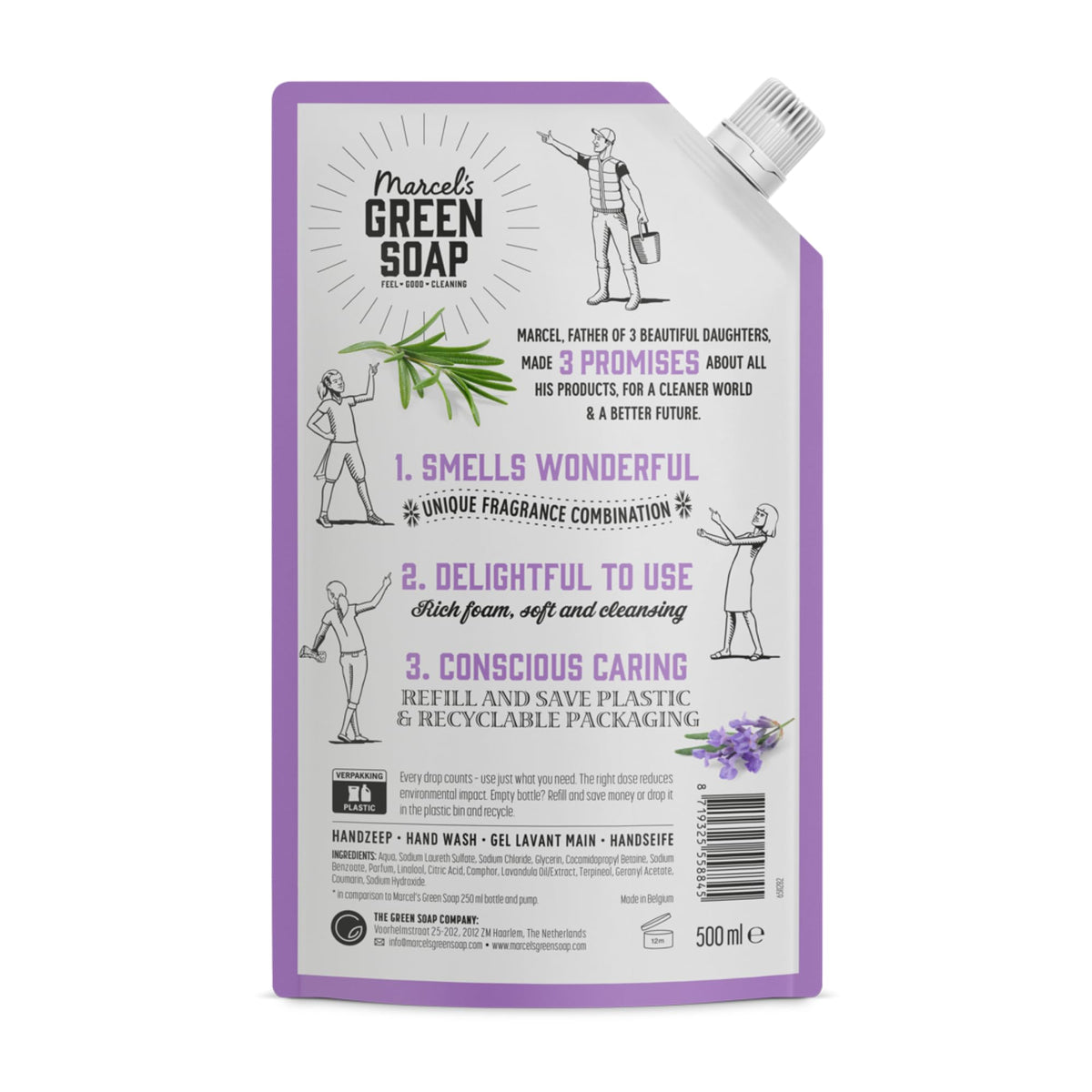 Marcel's Green Soap Hand Wash Refill - Lavender & Rosemary - Hydrating | 500 ml