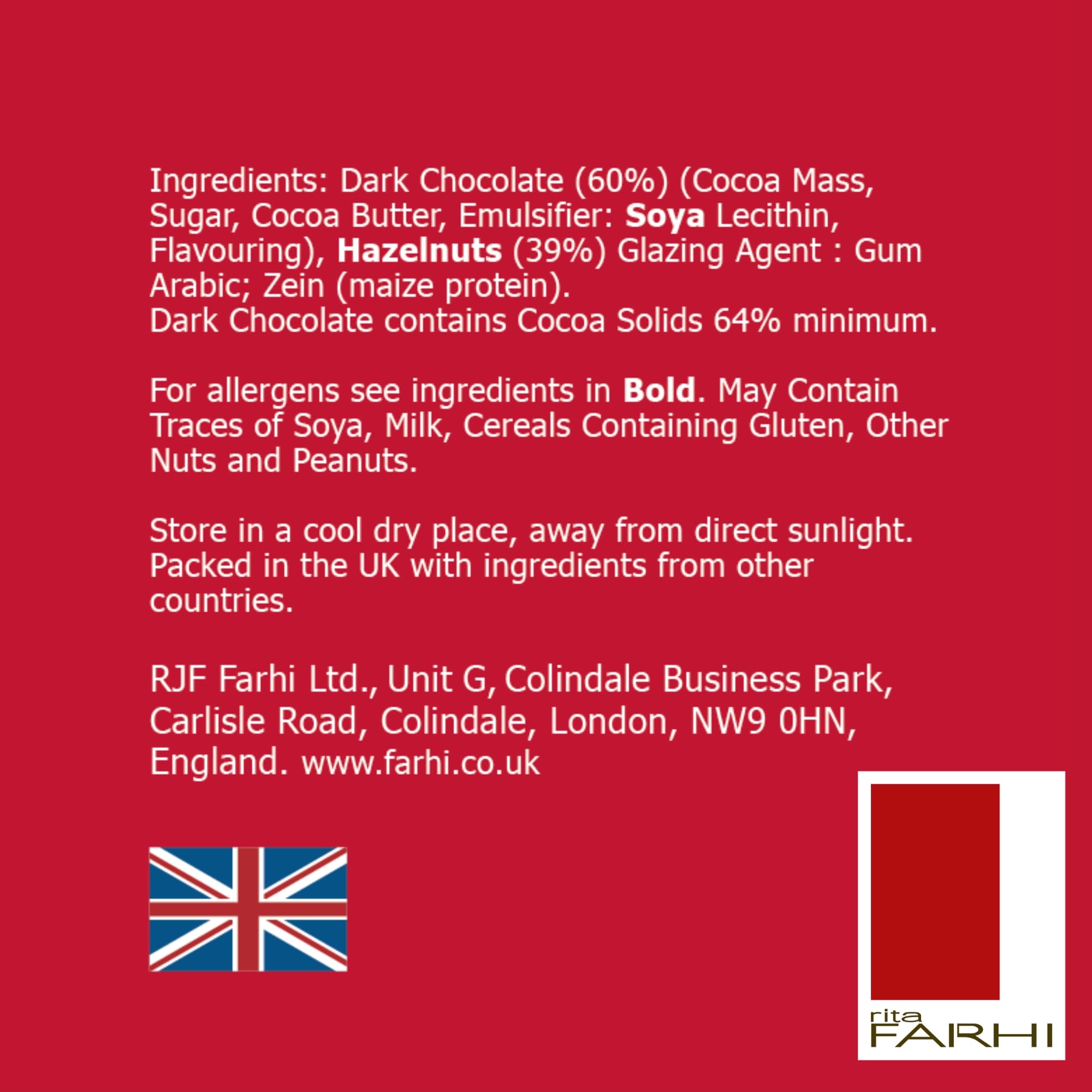 Rita Farhi Dark Chocolate Coated Hazelnuts Luxury Gift Jar 285g 2