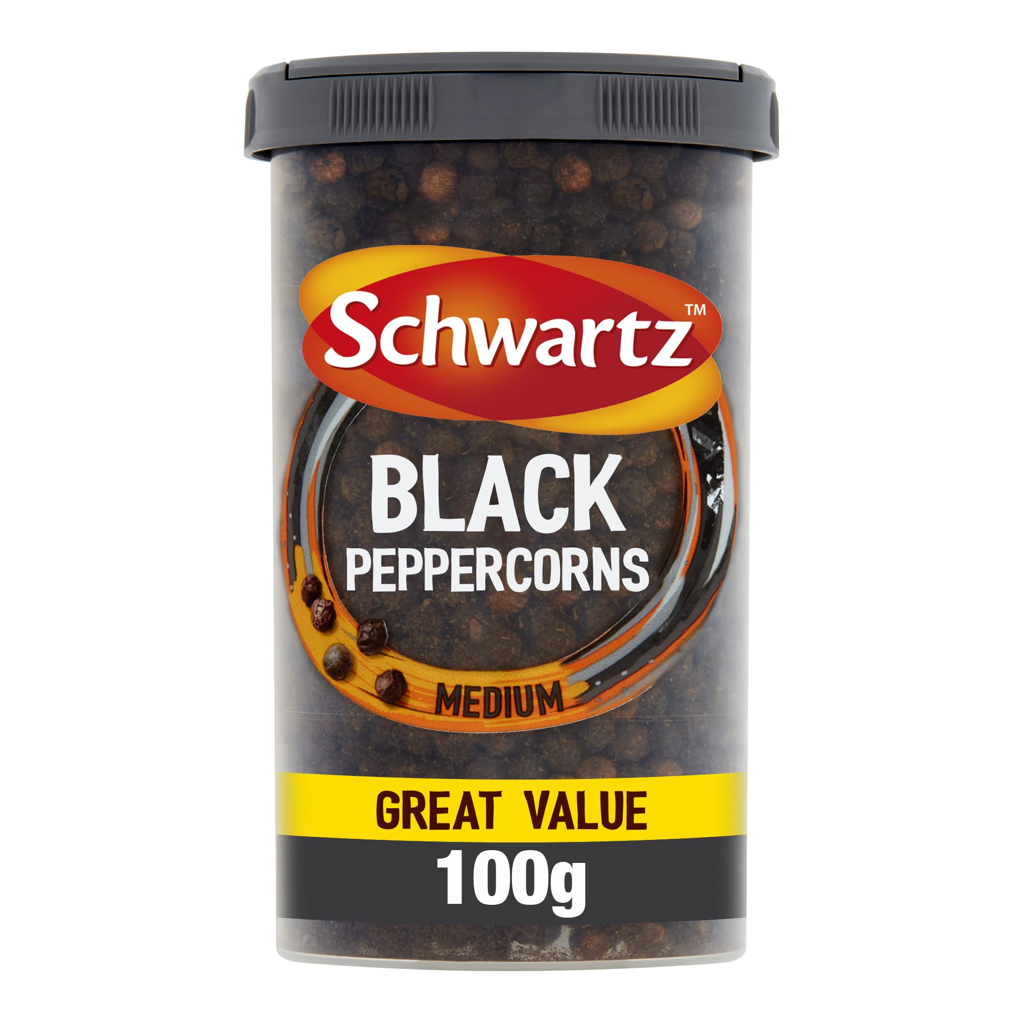 Schwartz Whole Black Peppercorns - 100g Drum | Ripened 6 Months | Citrusy & Floral Flavor 1