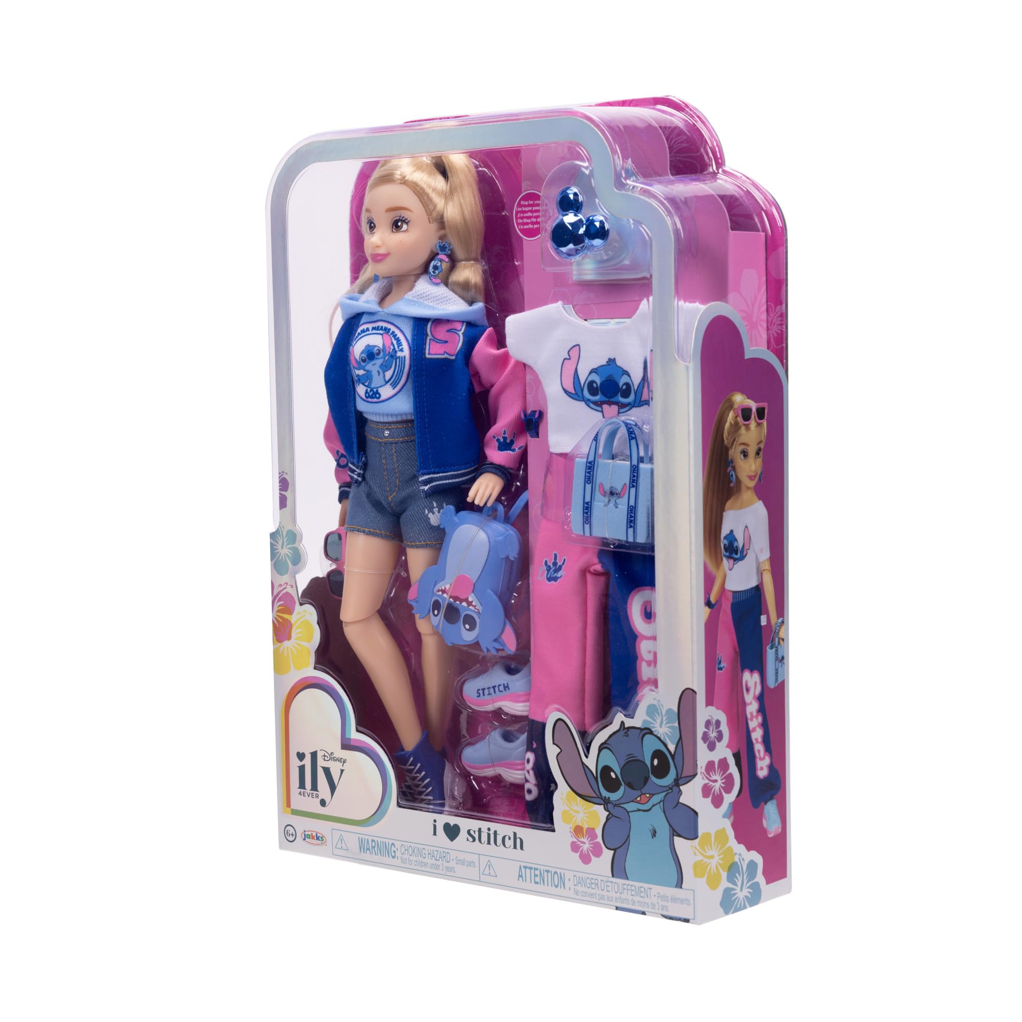 Disney ily 4EVER Stitch Fashion Doll with Varsity Jacket - 11.5" Tall, Poseable with Mickey Ring 4