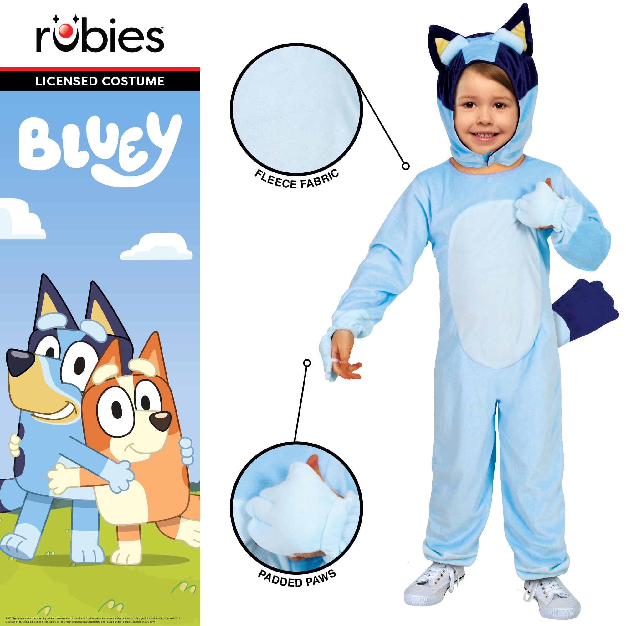 Rubies Bluey Child Costume - Jumpsuit with Detachable Headpiece, Size 2-3 Years 4