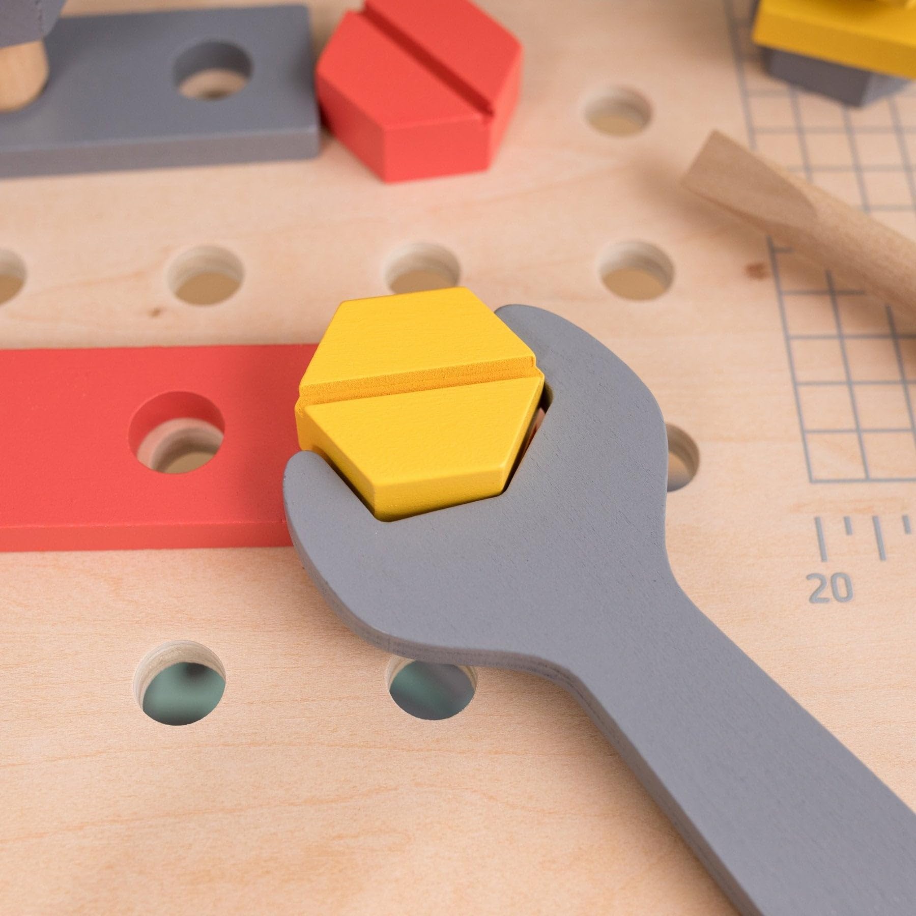 Owl & Fox Wooden Workbench Pretend Play Tool Workshop with Saw and Spanner | Ages 3+ 8