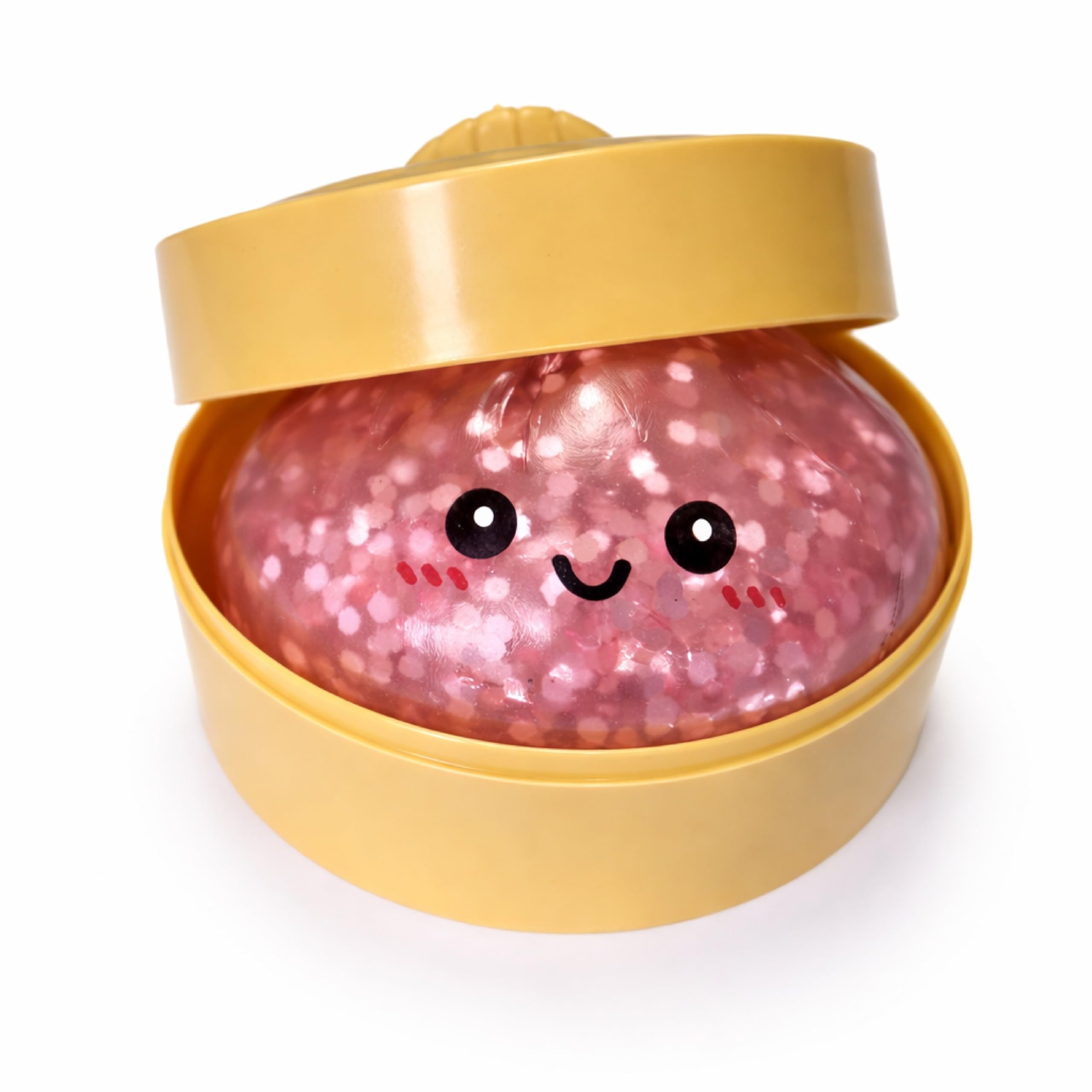SHATCHI Large Pink Glitter Dumpling Squishy Toy with Steamer Box | Slow Rebound TPR | Ages 3+