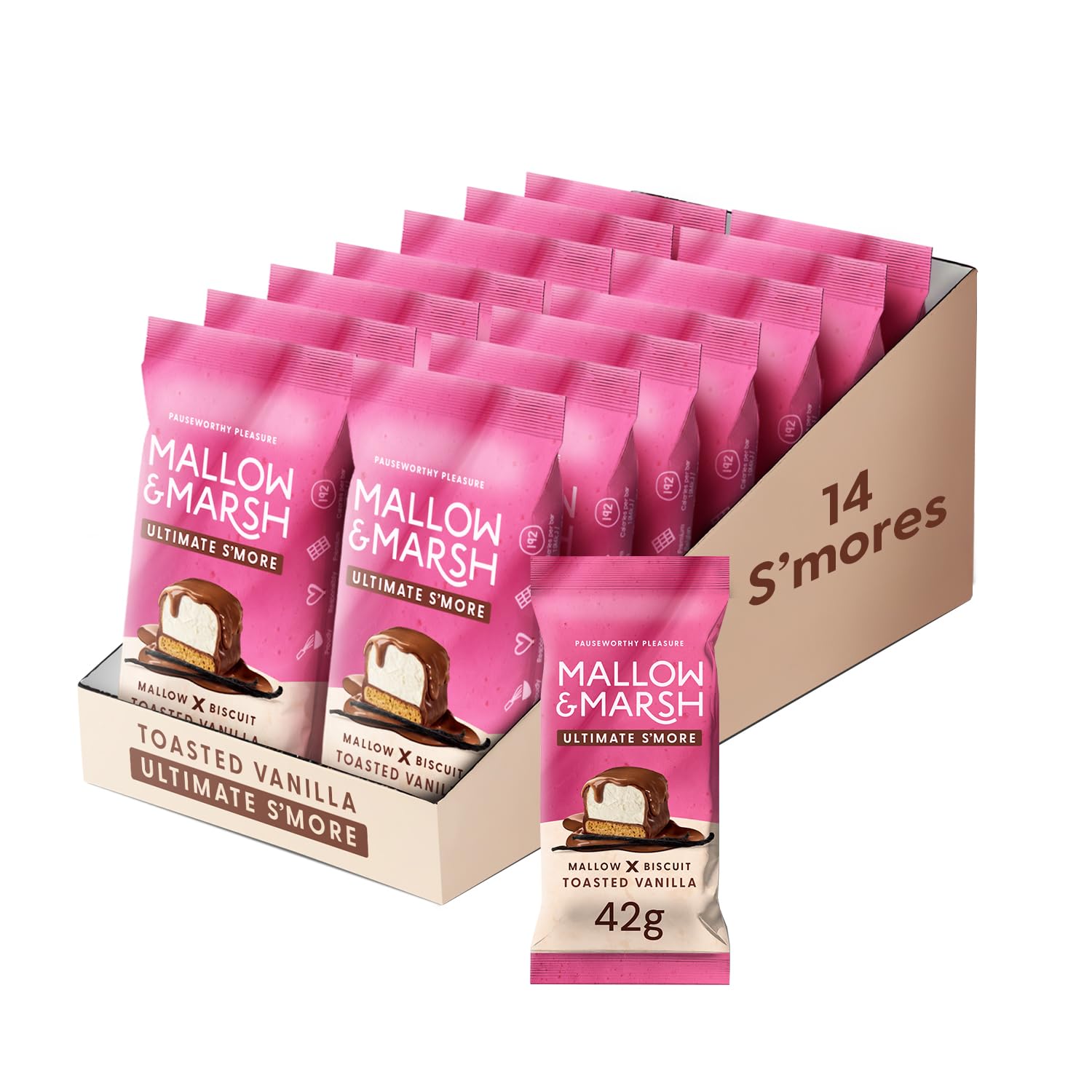 Mallow & Marsh Ultimate S’more Bar - Toasted Vanilla, Milk Chocolate Covered 1