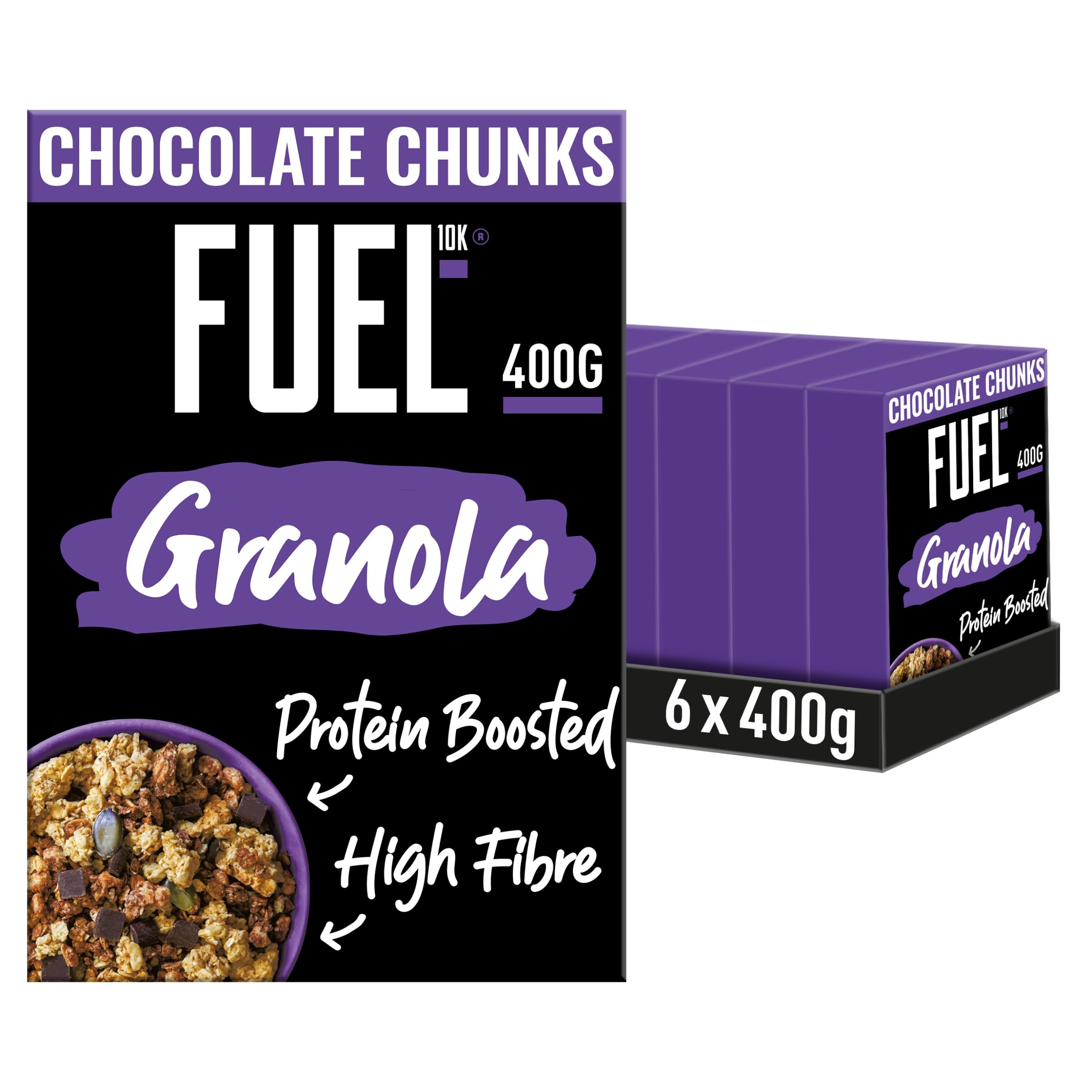 FUEL10K Chocolate Chunks Protein Granola Breakfast Cereal - High Protein, Chunky Granola with Dark Chocolate 1