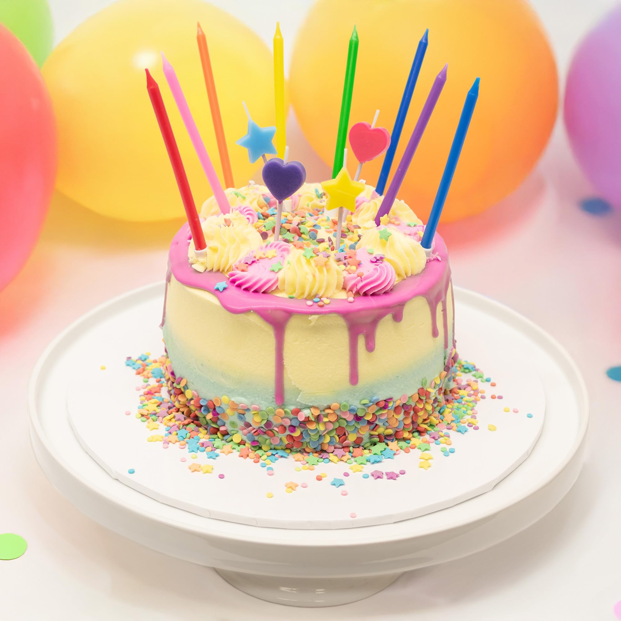 Culpitt Rainbow Birthday Cake Candles - 12 Pack with Tall, Heart, and Star Shapes | Multicoloured Wax 2