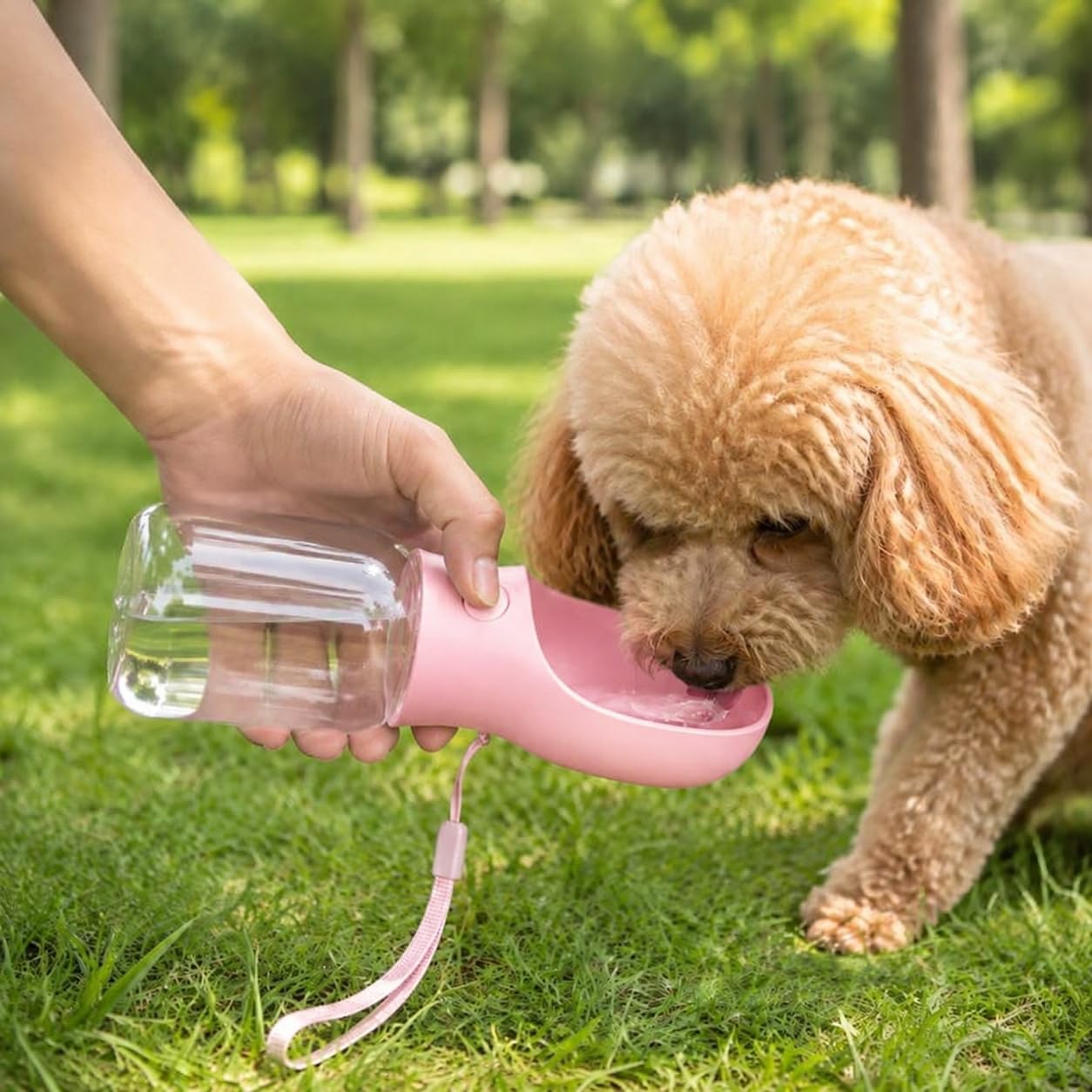 Muexoee Dog Water Bottle - 350ml Sakura Pink Portable Travel Water Dispenser 7