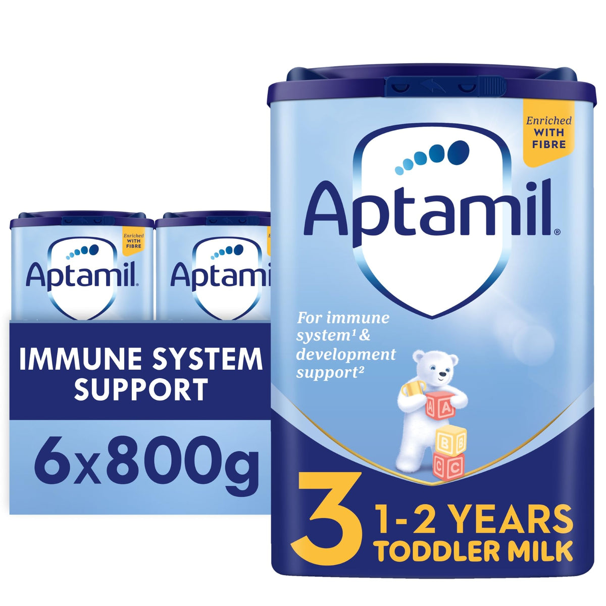 Aptamil 3 Toddler Baby Milk Powder Formula - 1-2 Years, 6 x 800g