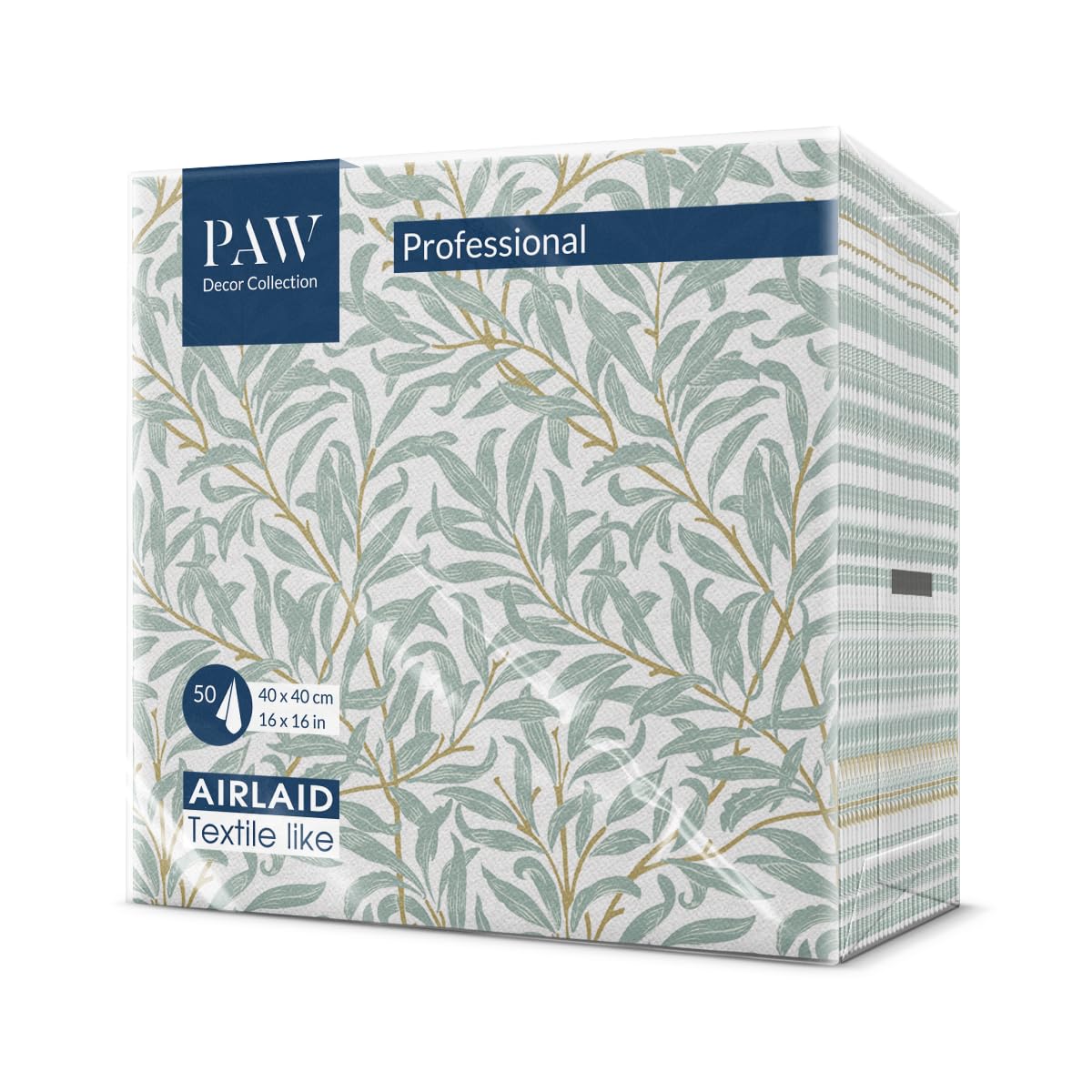 PAW Decor Collection Airlaid Cloth-Like Napkins - 40 x 40 cm, Willow Branch, 50 Count