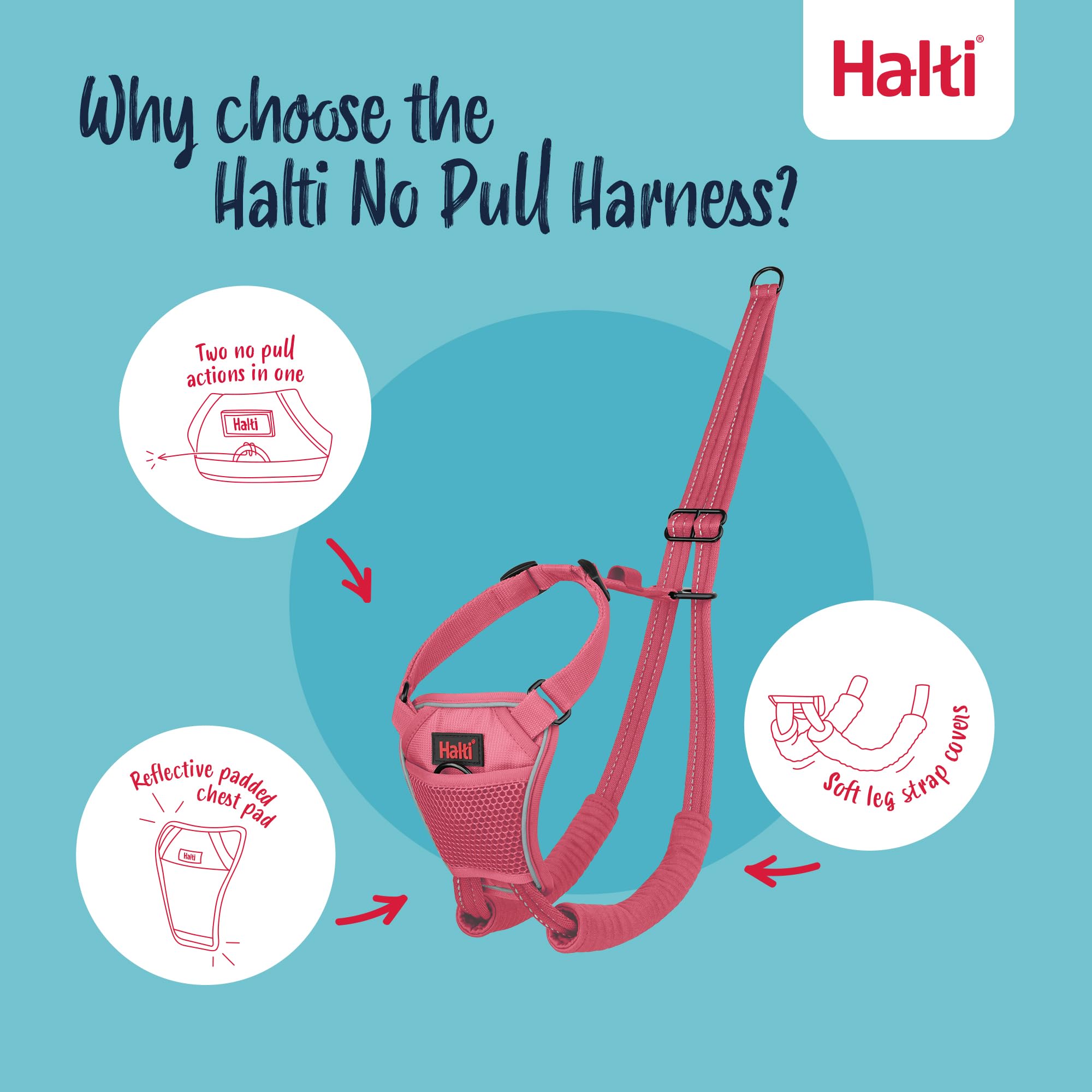 Halti No Pull Dog Harness - Stops Pulling | Size M | Pink 3