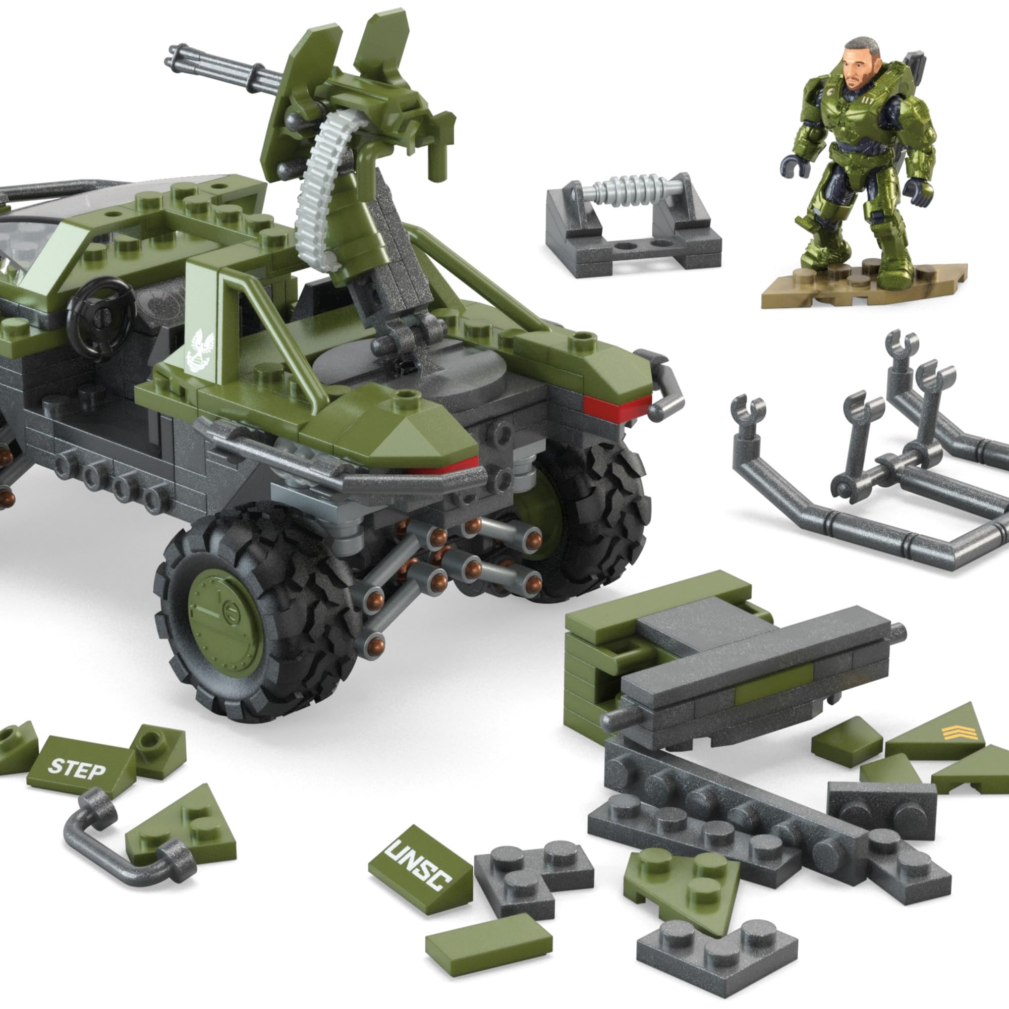 MEGA Halo The Series FLEETCOM Warthog ATV Building Set with 5 Figures - 469-Piece Playset for Ages 13+ 4