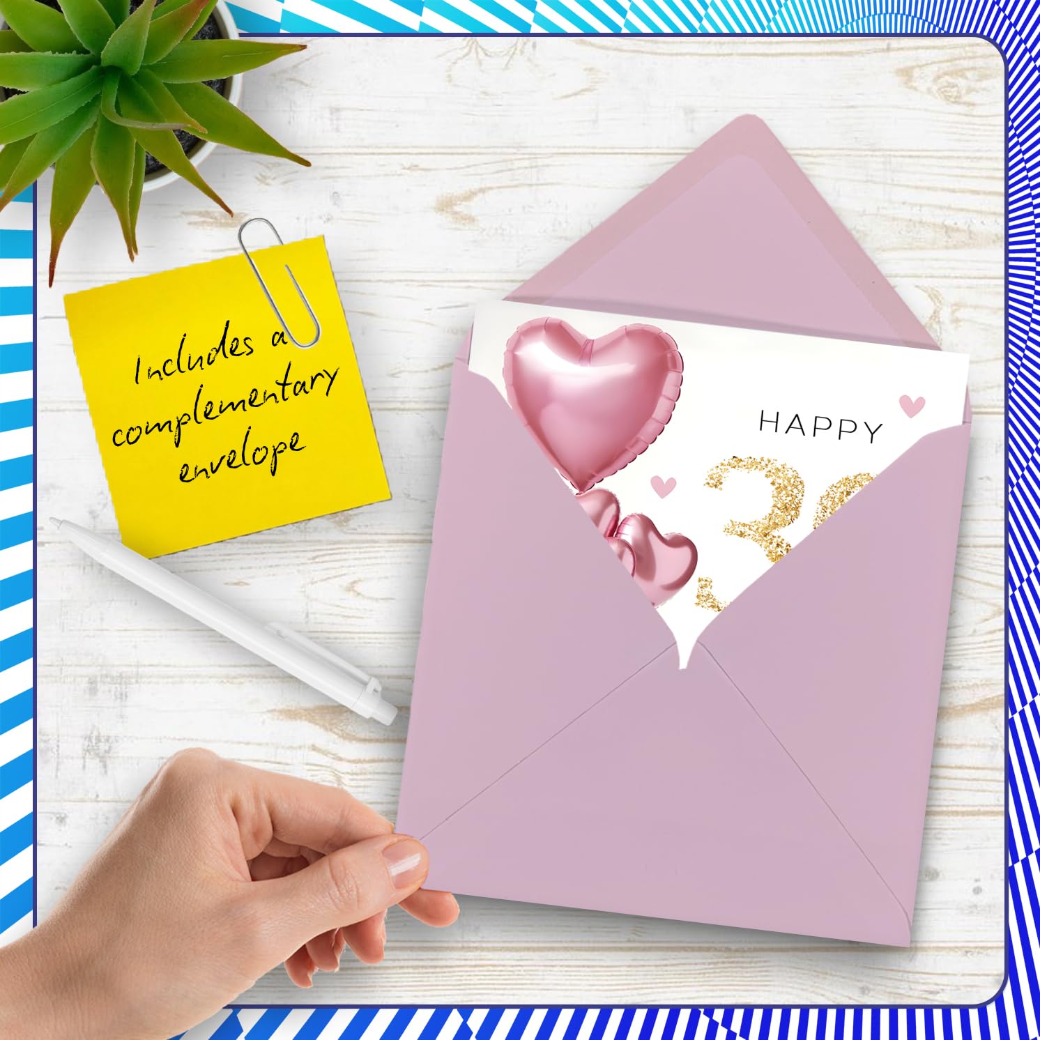Stuff4 30th Birthday Card for Women - Pink Glitter Balloons Design | 145mm Square | Blank Inside 5