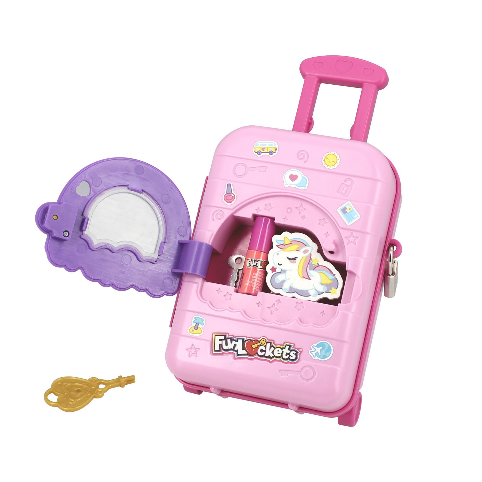 FUNLOCKETS Secret Nails Suitcase Studio - Kids Nail Art Set with 20+ Surprises, Ages 6+