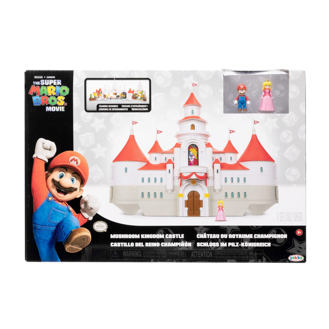 THE SUPER MARIO BROS. MOVIE - Mushroom Kingdom Castle Playset with Mini Mario and Princess Peach Figures (2023)