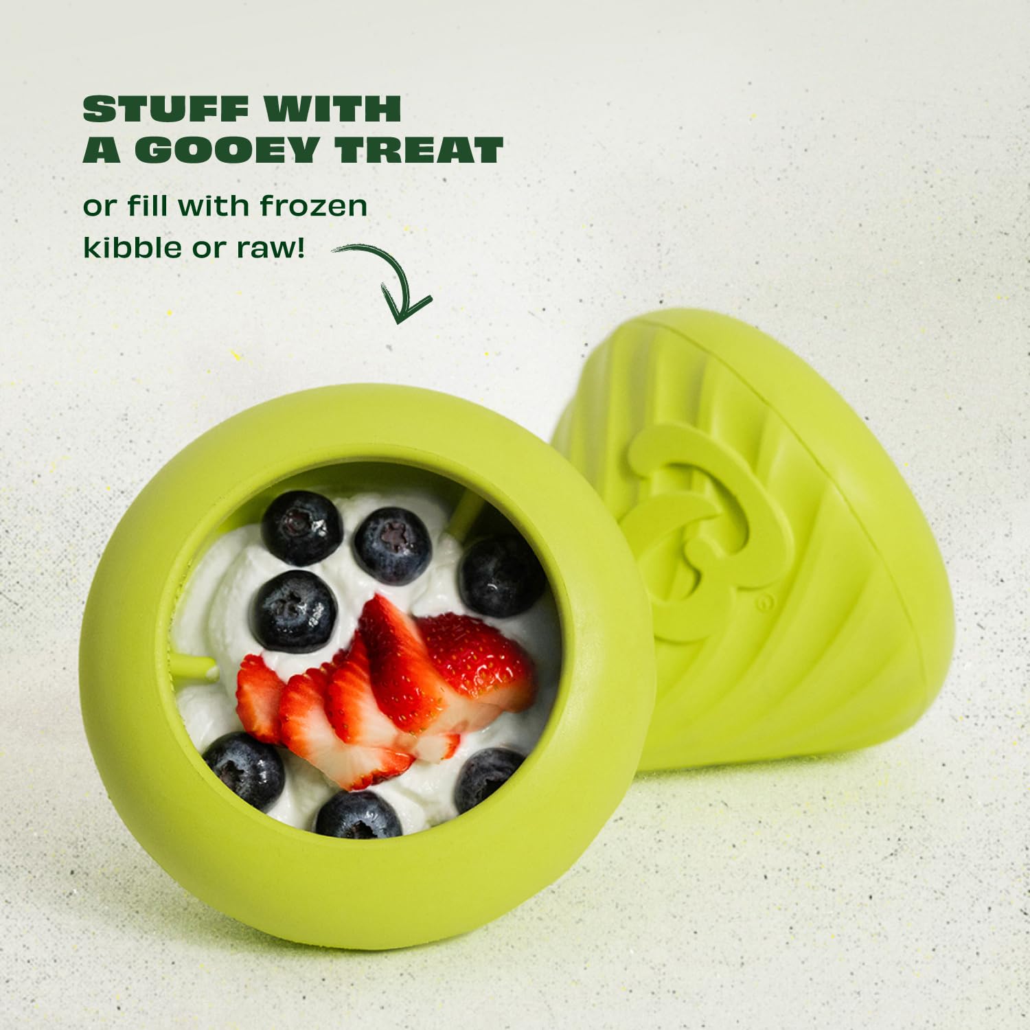 Benebone Natural Rubber Cone Interactive Treat Dispensing Dog Toy | Green | Water Resistant 6