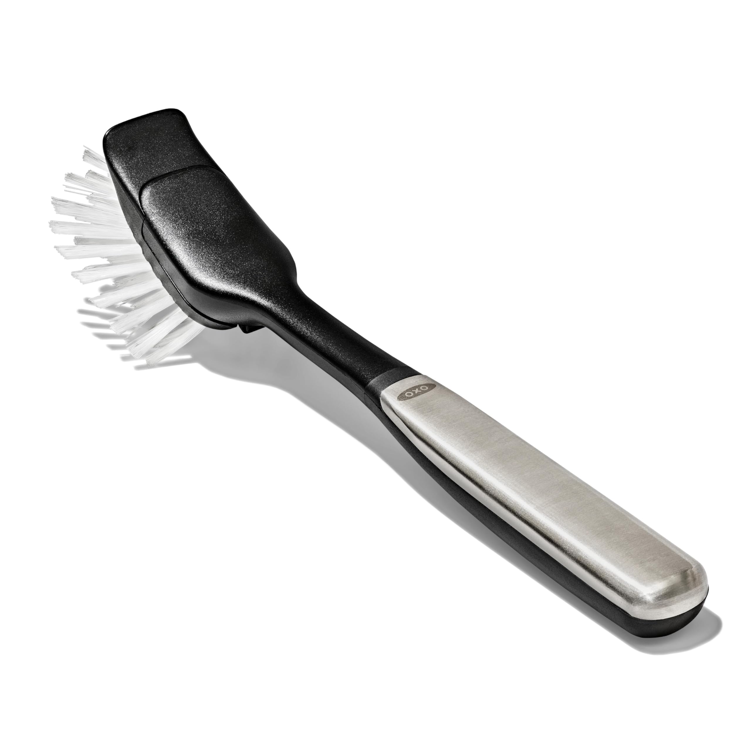 OXO Dish Brush with Stainless Steel Handle | Durable Nylon Bristles & Integrated Scraper | Replaceable Head 1