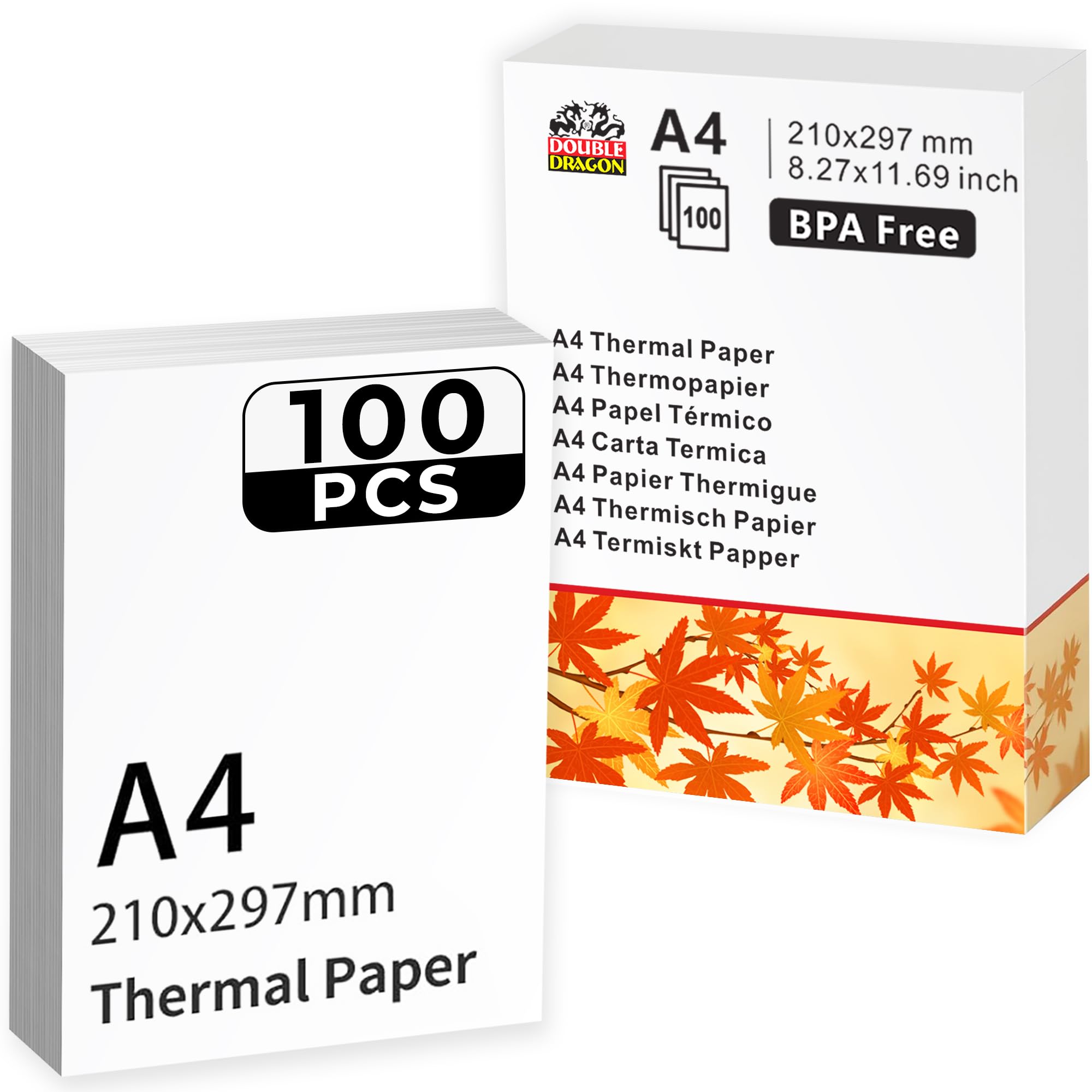 Double Dragon A4 Thermal Printer Paper - Ink-Free Printing | 100 Sheets | 210x297mm