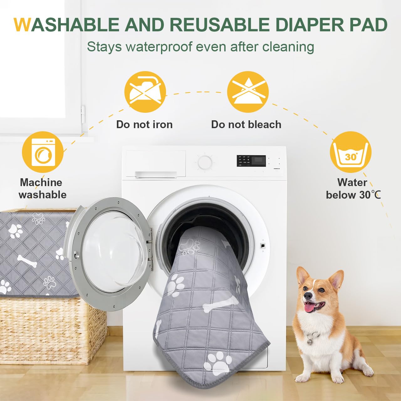 Gimars Reusable Training Pads - 4-Layer Absorbent, Washable, Anti-Slip | 2 Pack, Grey 6