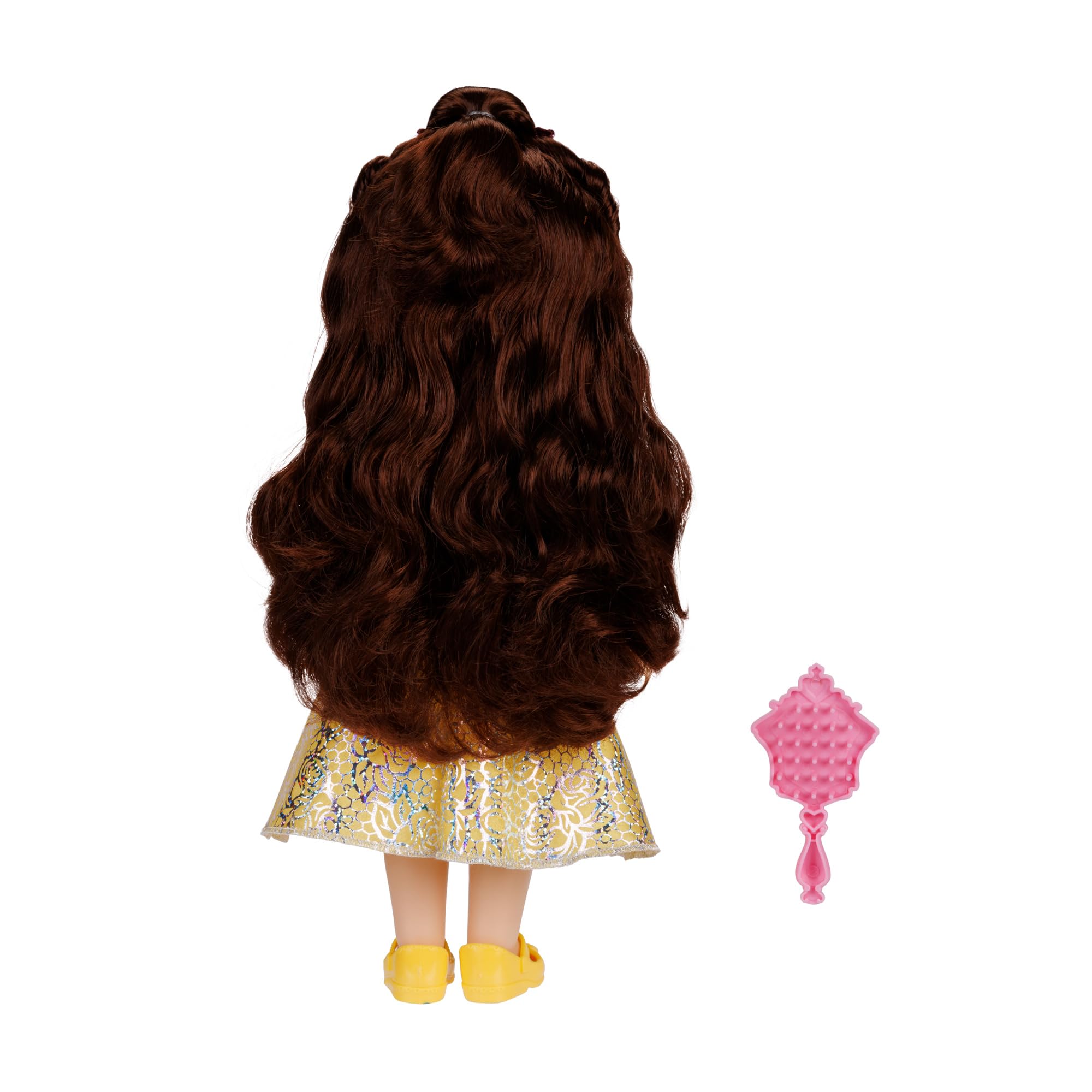 Disney Princess Belle Doll 14”/35cm with Platinum Holofoil Dress, Tiara, Shoes & Brush | Ages 3+ 2