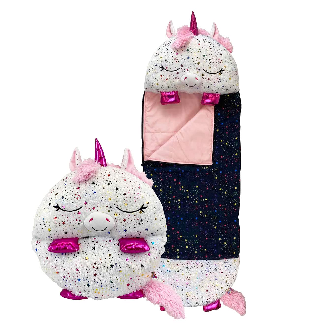 Happy Nappers Shimmer Unicorn Slumber Bag - 2-in-1 Plush Toy & Sleeping Bag | Ages 7+