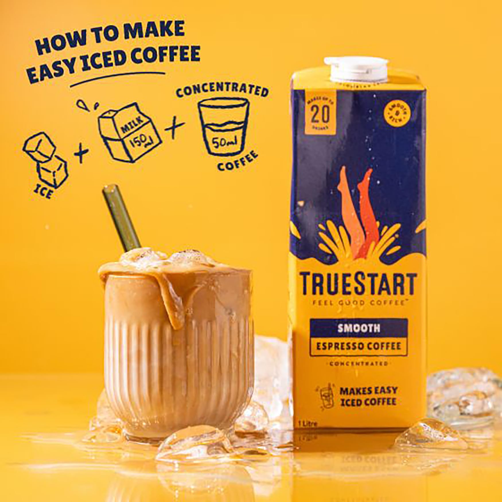 TRUESTART Espresso Coffee Concentrate - Smooth & Rich Premium 100% Arabica | 1L Carton 2