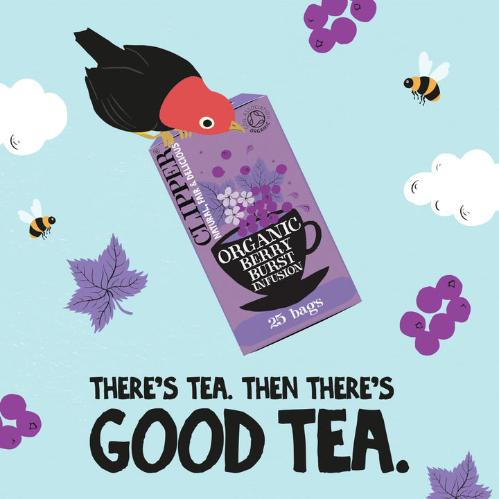 Clipper - Organic Berry Burst Fruit Tea Bags | 150 Enveloped Sachets (6 x 25) | Caffeine-Free Herbal Infusion