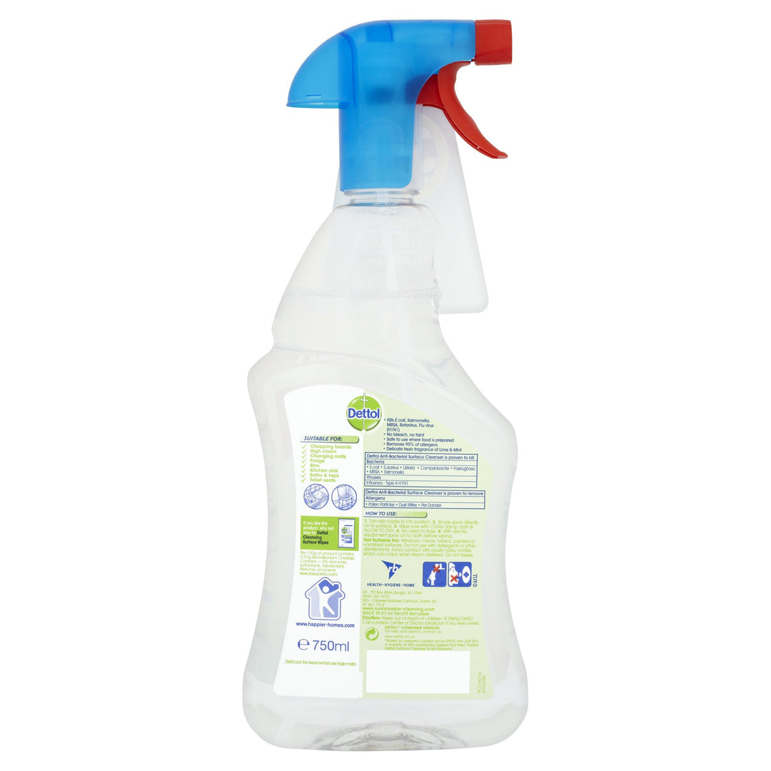 Dettol Antibacterial Surface Cleaning Spray - Lime and Mint, 750 ml