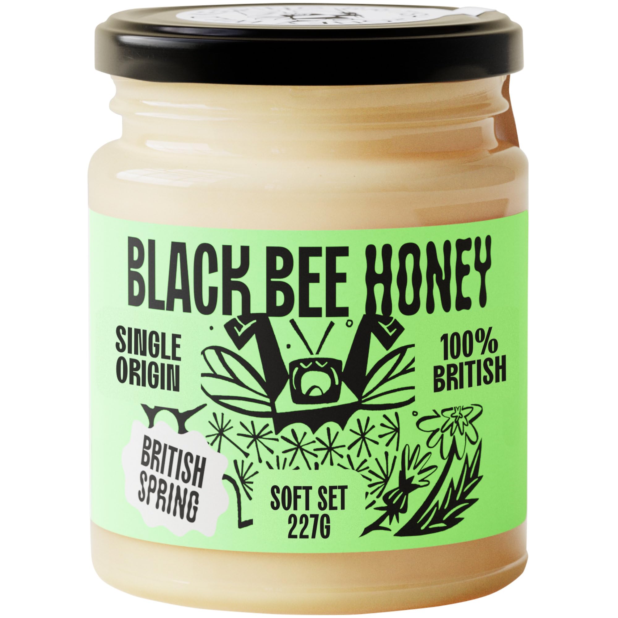 Black Bee Honey - Pure British Spring Soft Set Honey | Creamy | 227g