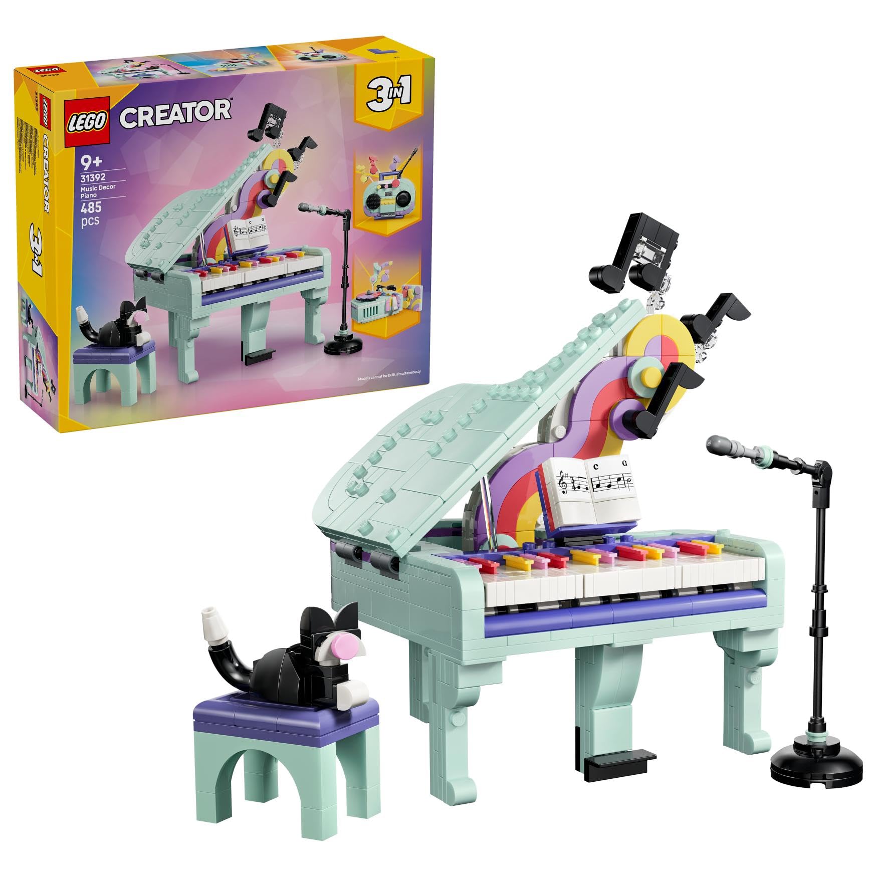 LEGO Creator 3 in 1 Music Decor Piano with Cat 31392 | Ages 9+ | Retro Model Kit 1