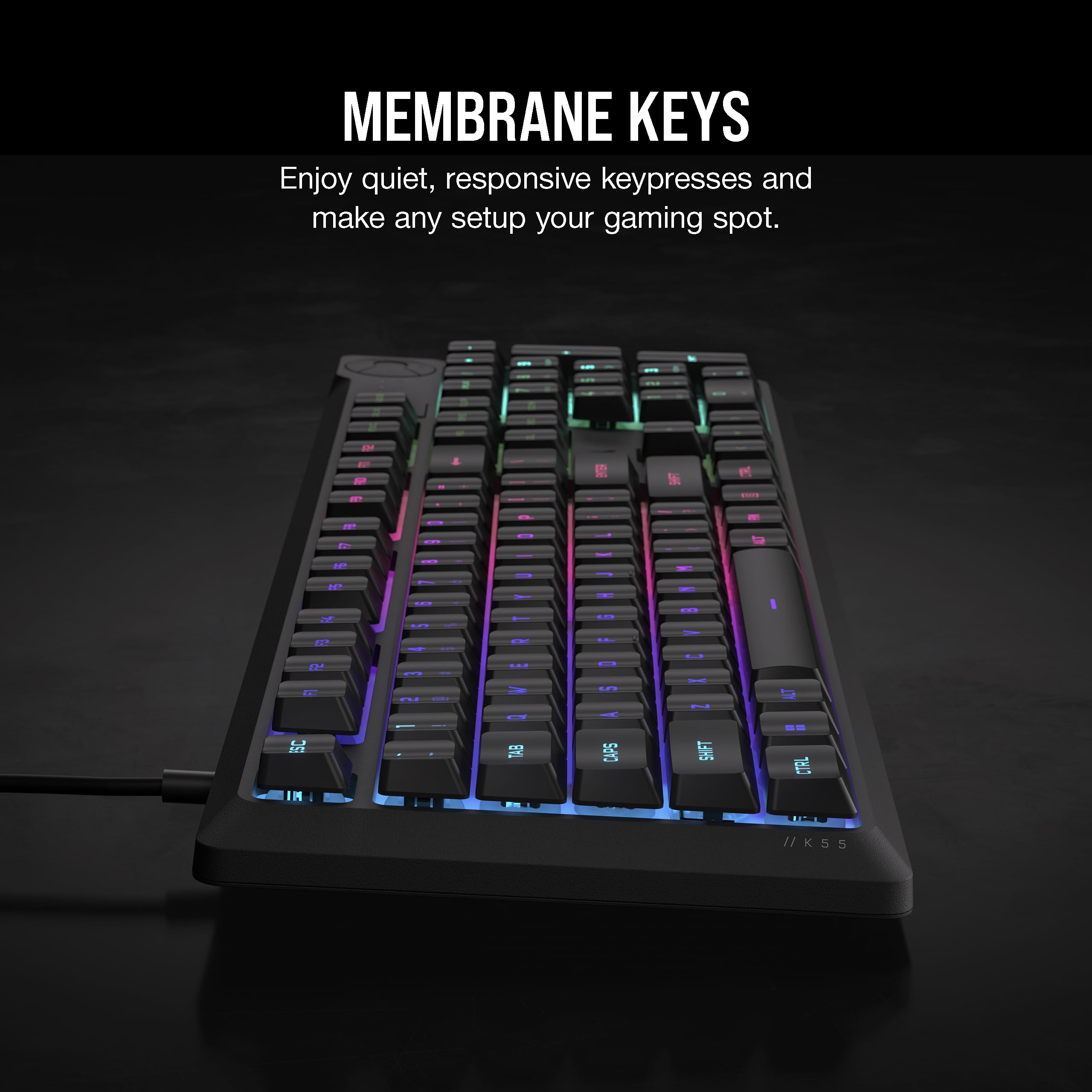 Corsair K55 CORE RGB Membrane Wired Gaming Keyboard – Quiet, Responsive Swi 4