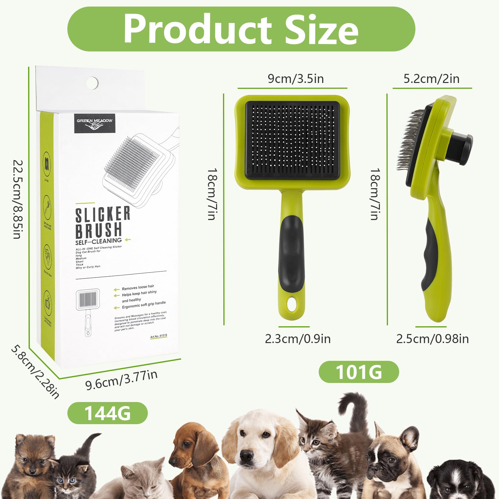 JADUFHU Self-Cleaning Slicker Pet Brush - Undercoat Removal | Stainless Steel Pins | Ergonomic Handle 6