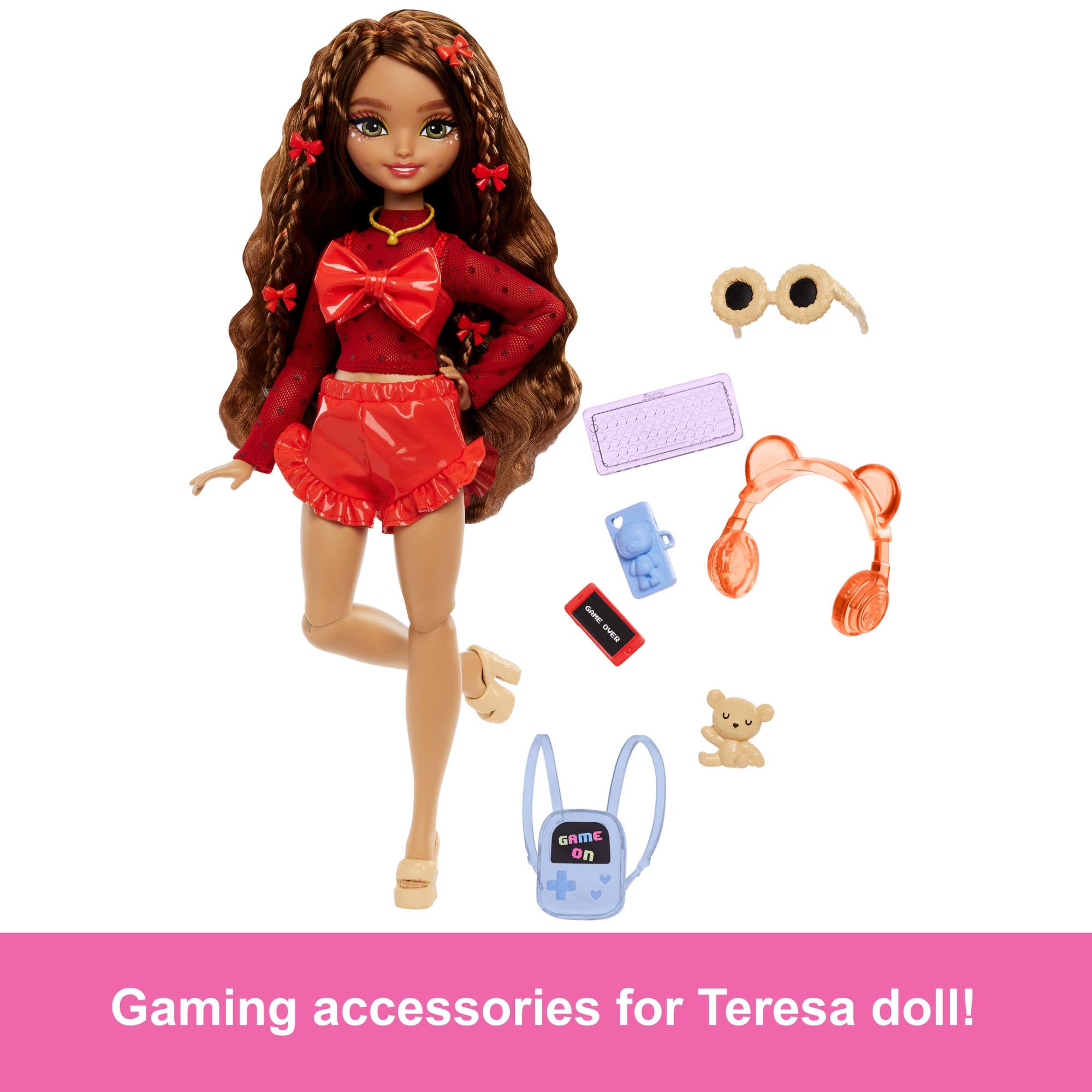 Barbie Dream Besties Teresa Posable Fashion Doll with Video Game Accessories and Styling Clips 3
