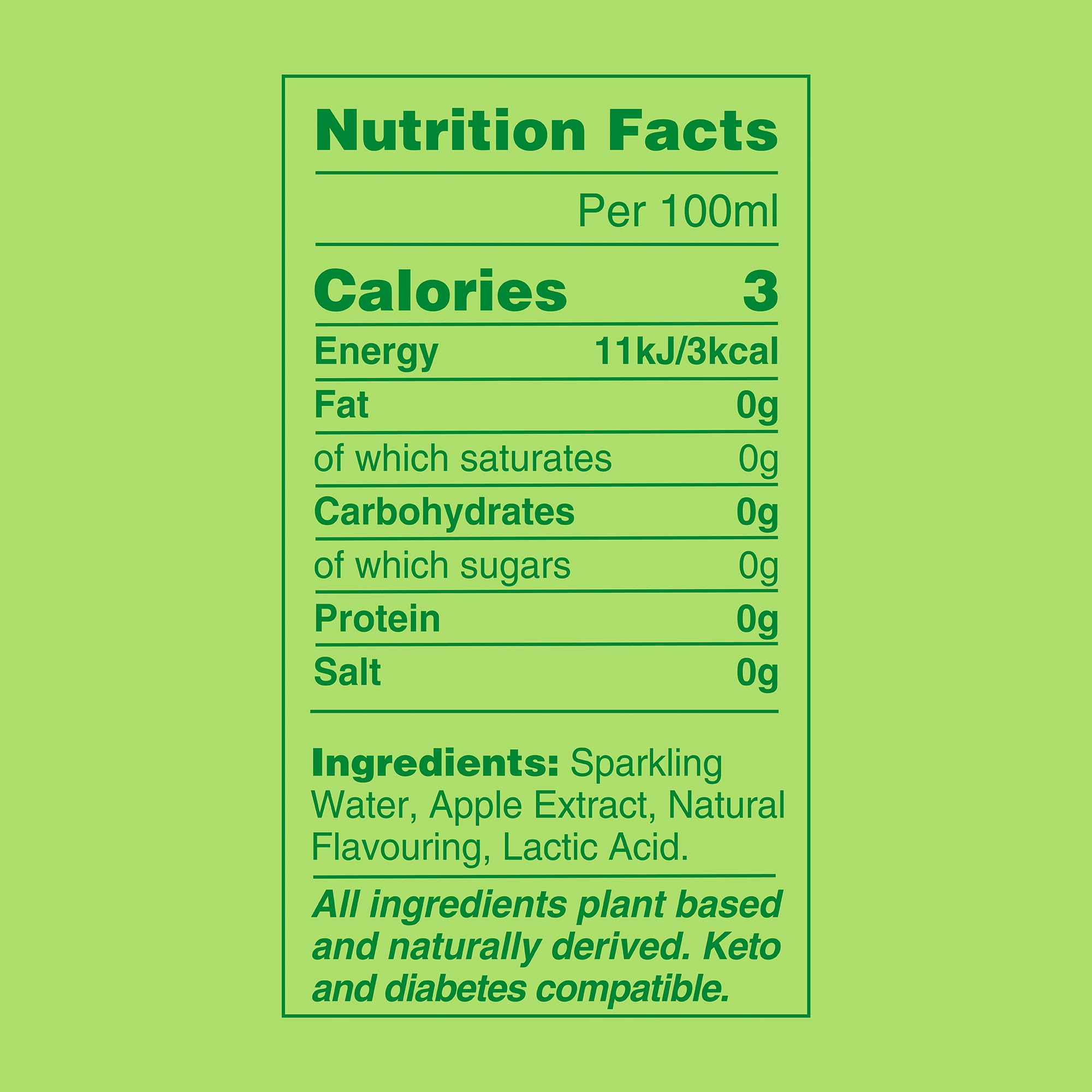 YEW Green Apple Sparkling Water - Zero Sugar, Zero Calories | 330ml Can