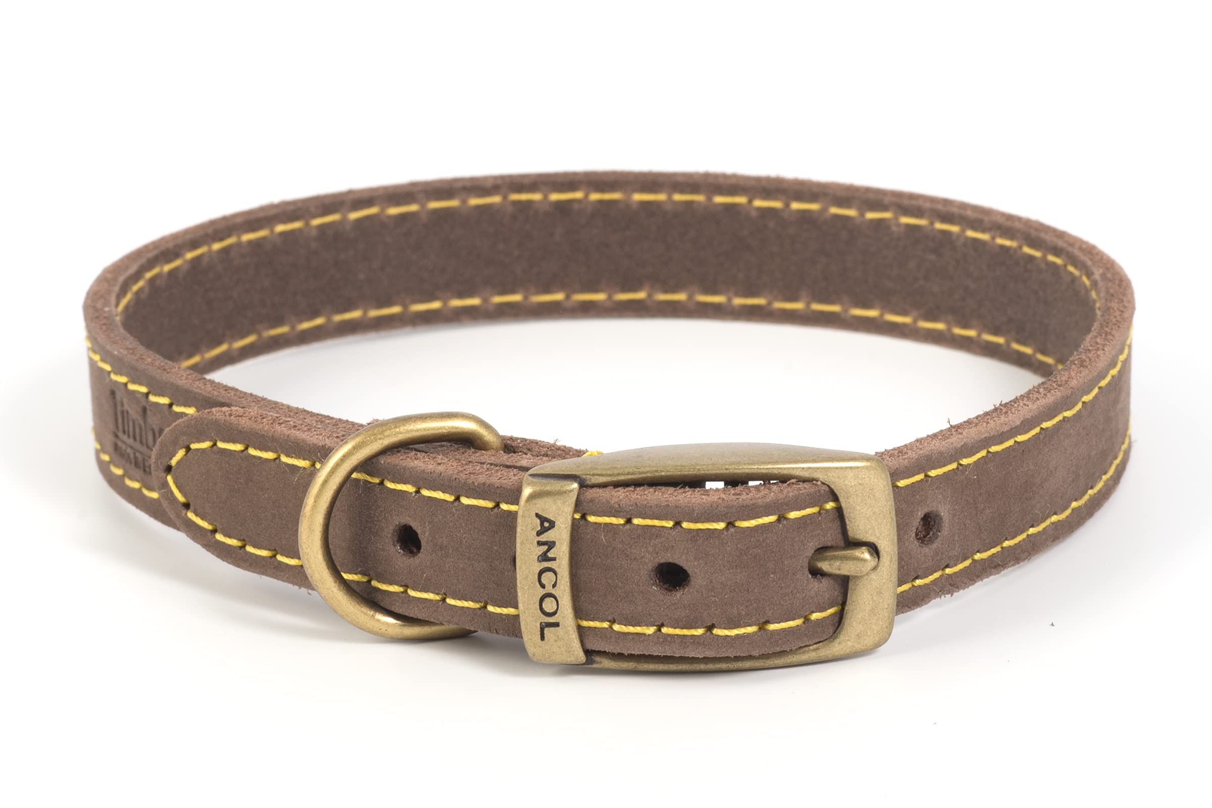 Ancol Timberwolf Leather Collar Sable Size 5 - 39-48 cm Neck | 2.2 cm Width