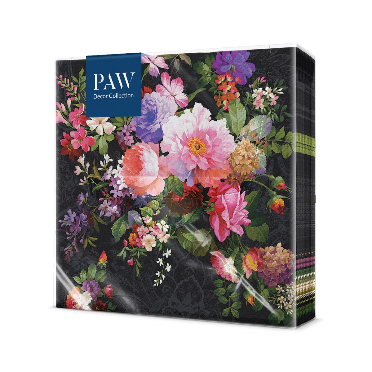 PAW Decor Collection Floral Napkins - 3-Ply Paper, Rose Color | 33 x 33 cm | 20 Count