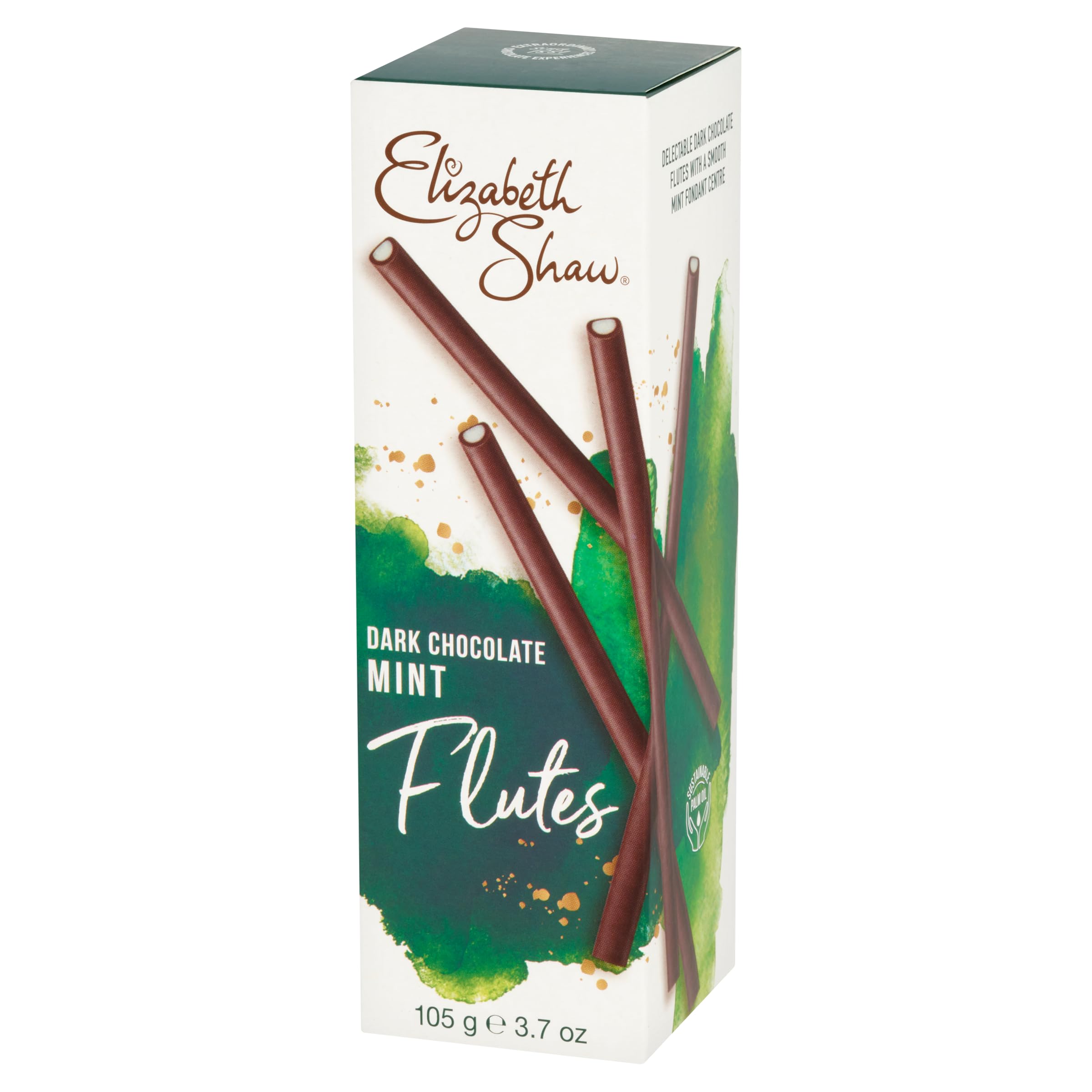 Elizabeth Shaw Dark Mint Flutes 105g – Rich Dark Chocolate with Mint Fondant Centre – 24 Pieces