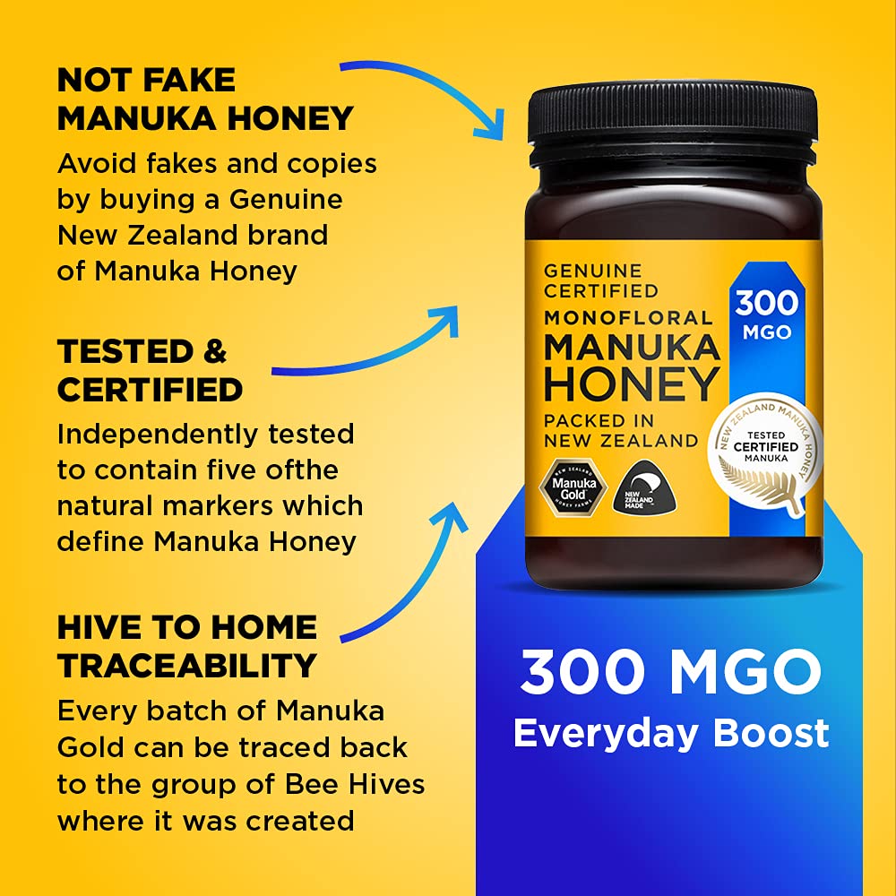 Manuka Gold Manuka Honey - 300 MGO Strength | 500g Jar | Genuine New Zealand Origin 3