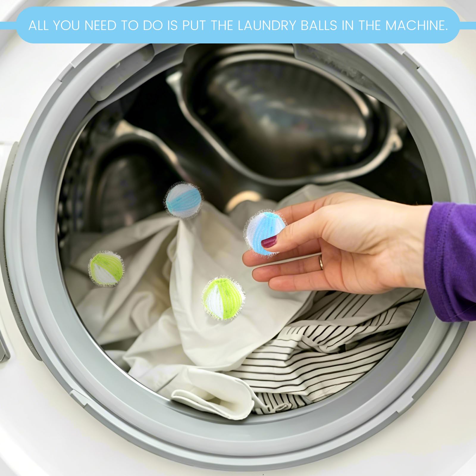 Lychico Laundry Anti-Tangle Dryer Balls - 12 Pack | Reusable Lint & Hair Remover 7
