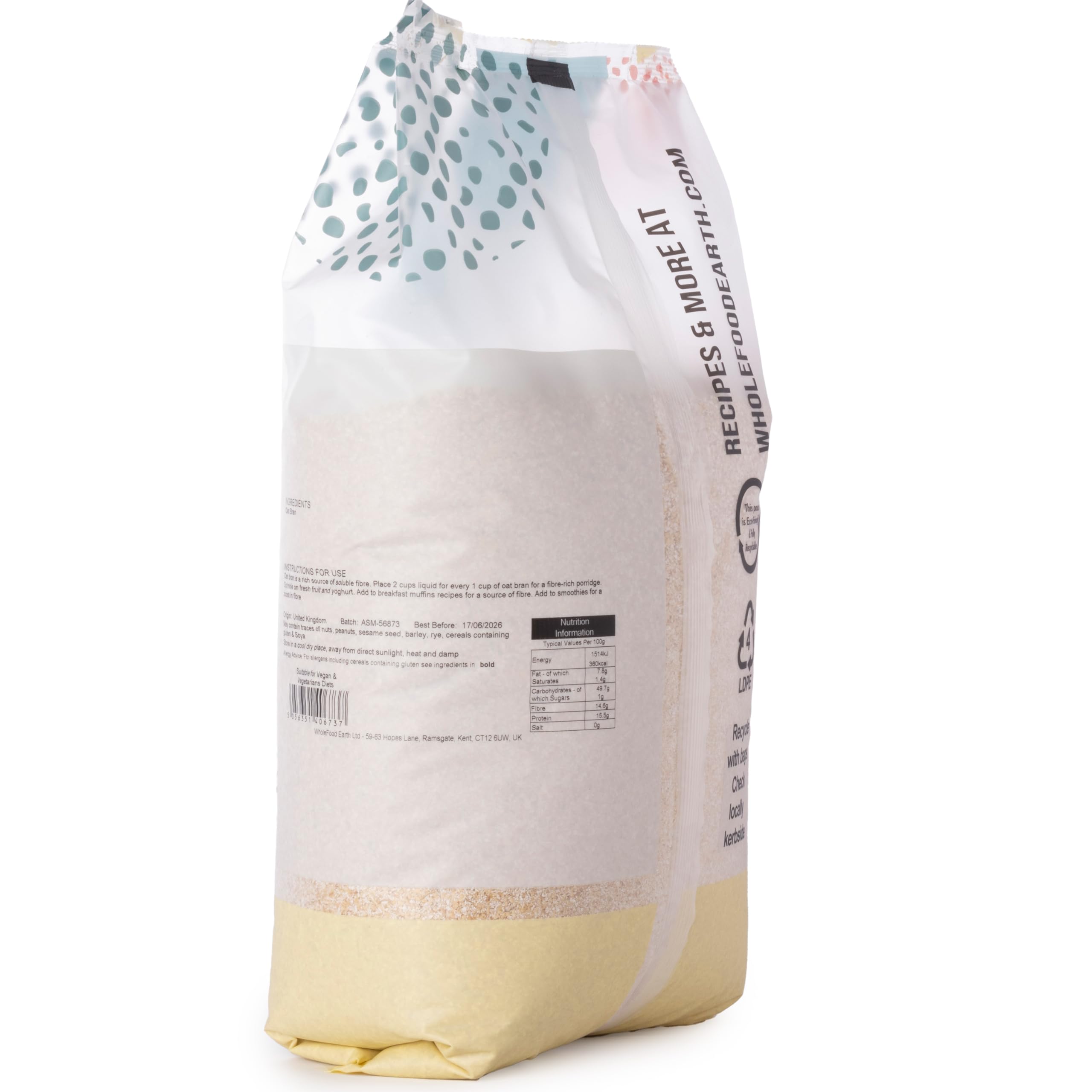 Wholefood Earth Stabilised Oat Bran - High Fibre Source | 2kg Pack 8