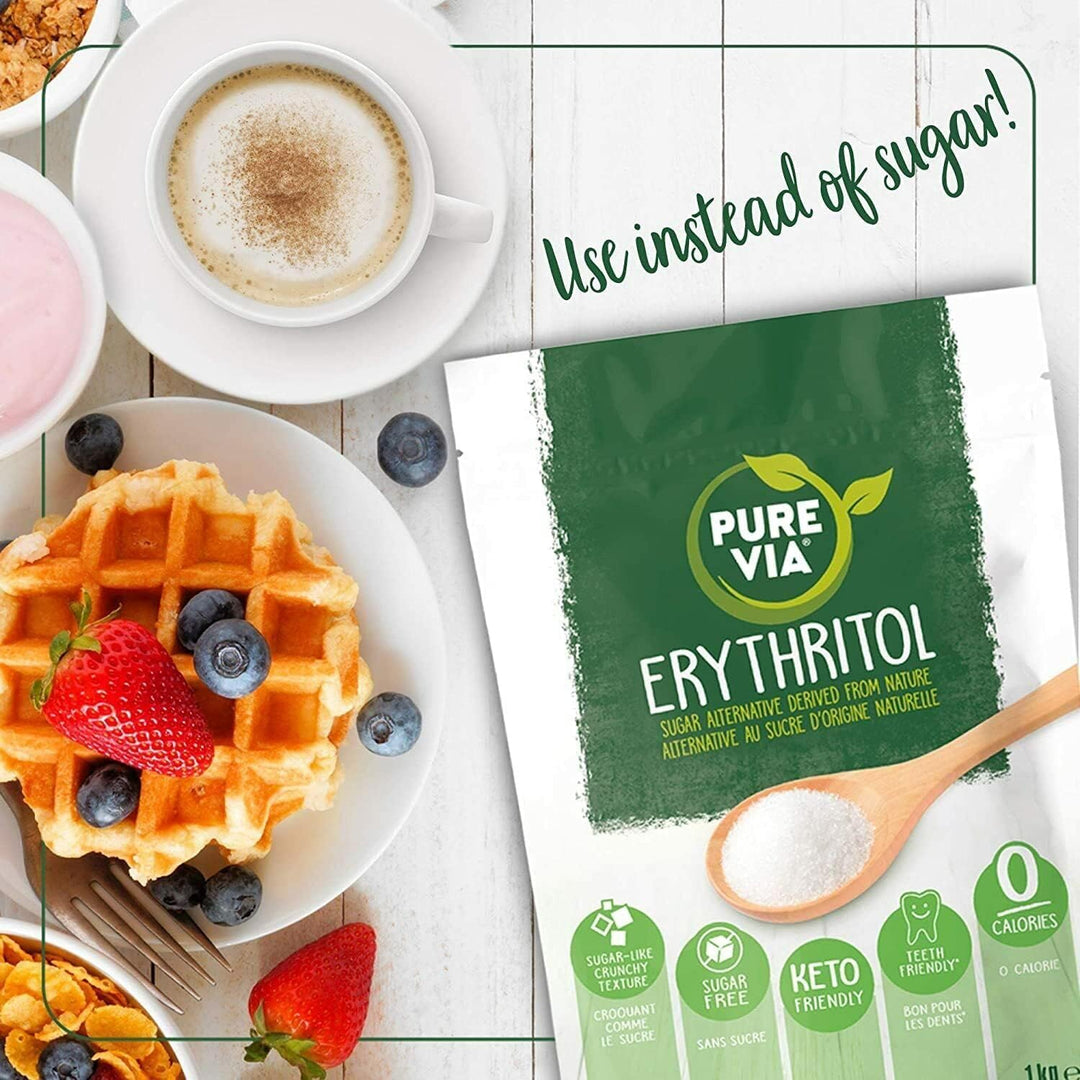 Pure Via Erythritol 1kg – Zero Calorie, Keto & Vegan Sugar Alternative Powder