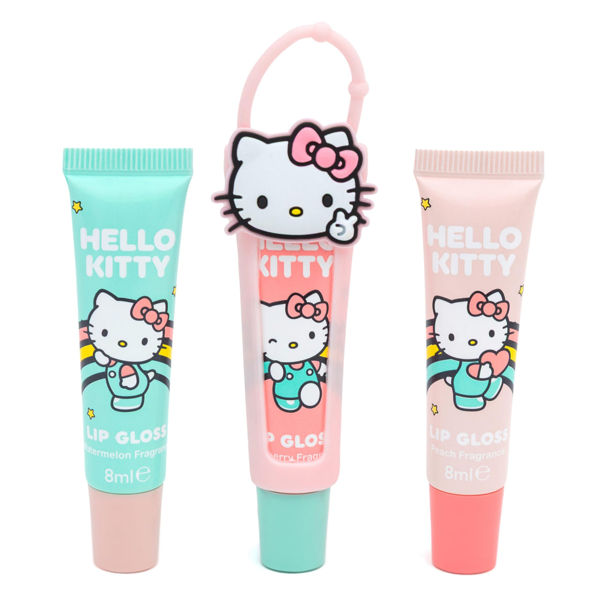 Hello Kitty Lip Gloss Set for Kids - 3 x 8ml with Silicone Carry Case