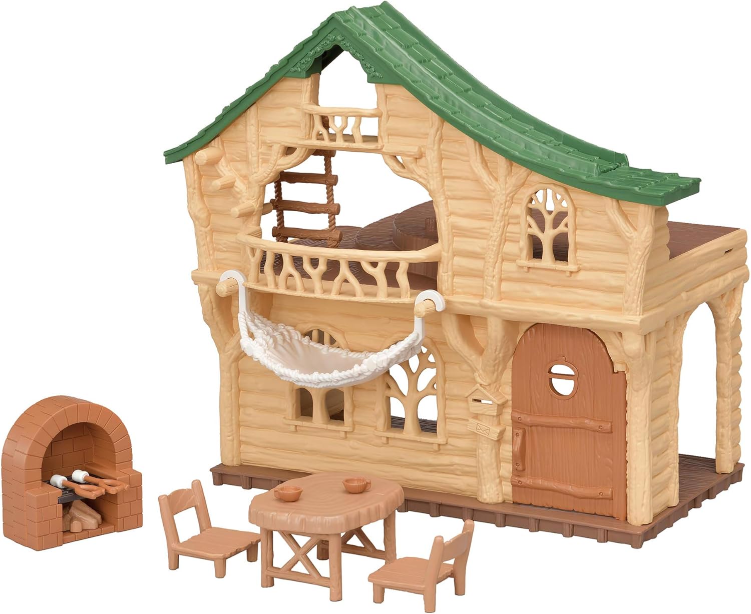 Sylvanian Families Lakeside Lodge Log Cabin - Playset with Furniture & Secret Slide 1