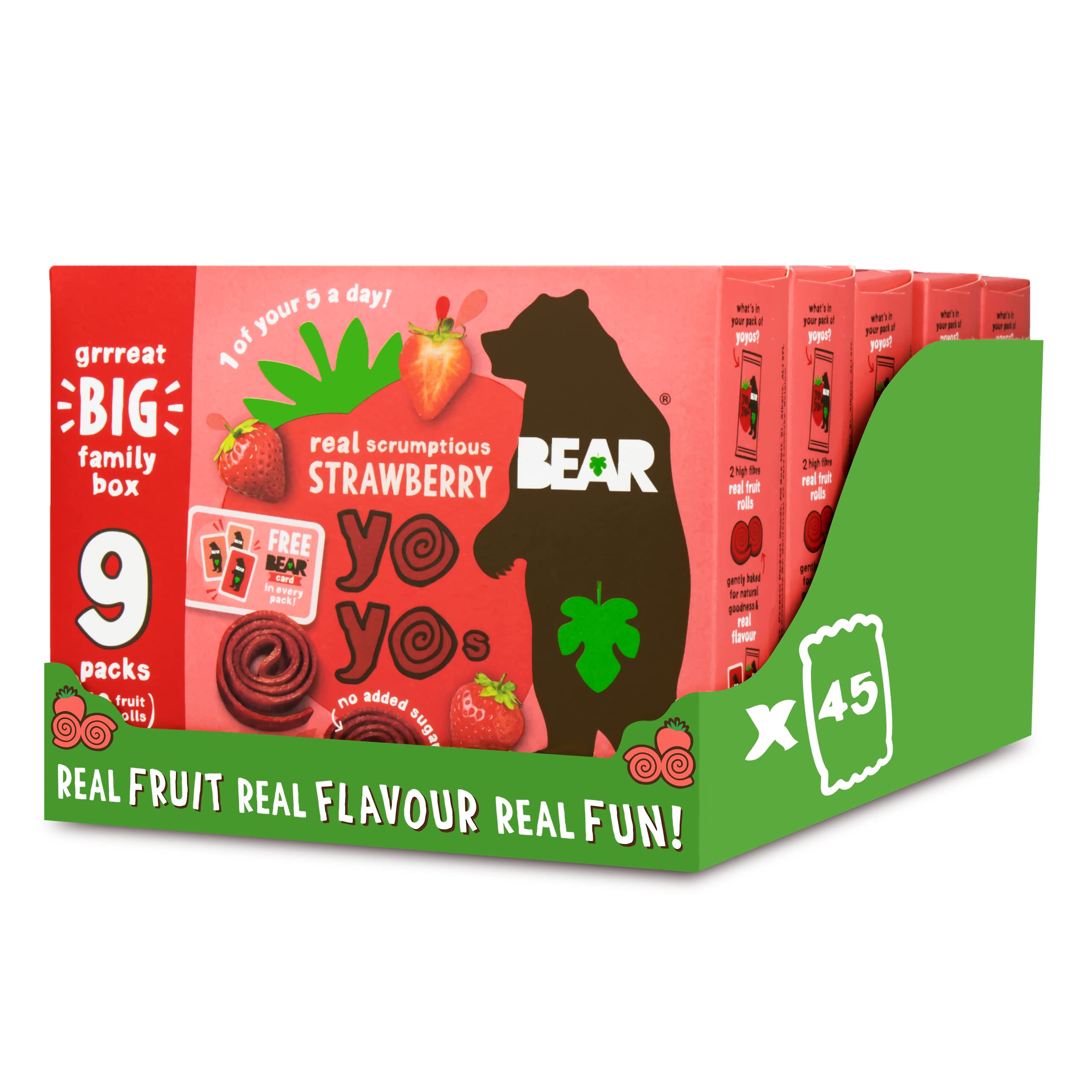 BEAR Strawberry Yoyos - Dried Fruit Rolls - Vegan - 20g (Pack of 45) 1