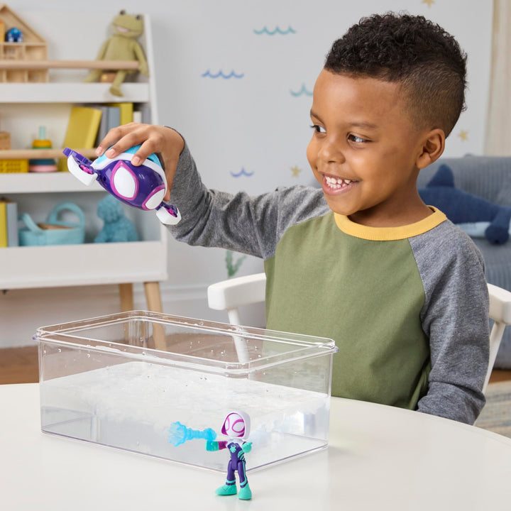 Spidey and His Amazing Friends Marvel Water-Webs Ghost Turtle Submarine Toy - Color-Change Eyes & Action Figure Playset