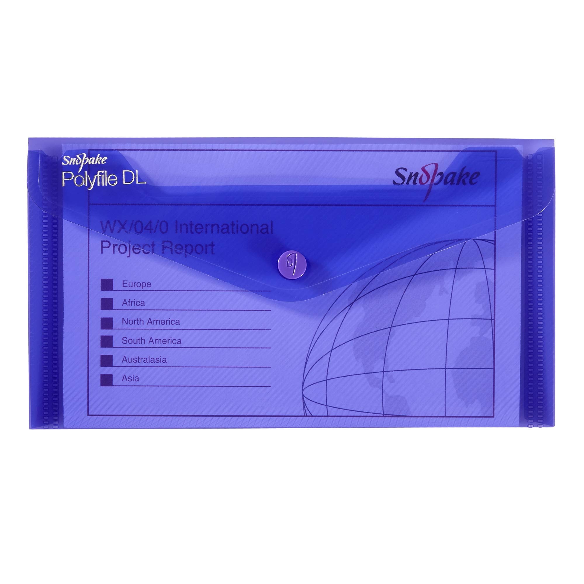 Snopake DL Polyfile Popper Wallet with Press Stud Closure - Assorted Electra | Pack of 5 | Polypropylene 8