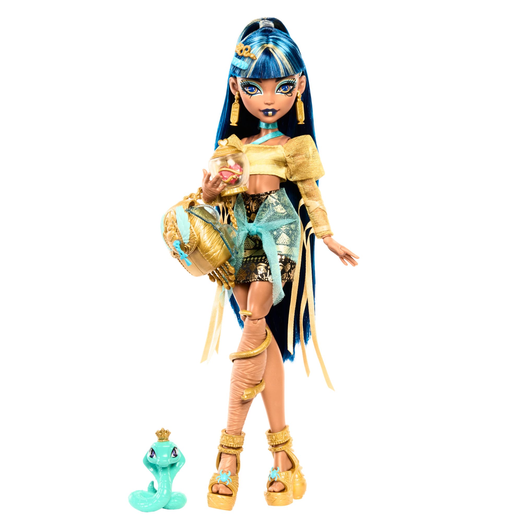 Monster High Cleo De Nile Doll - Mummy Style in Gold | 5.9 inches | Model HXH74 1