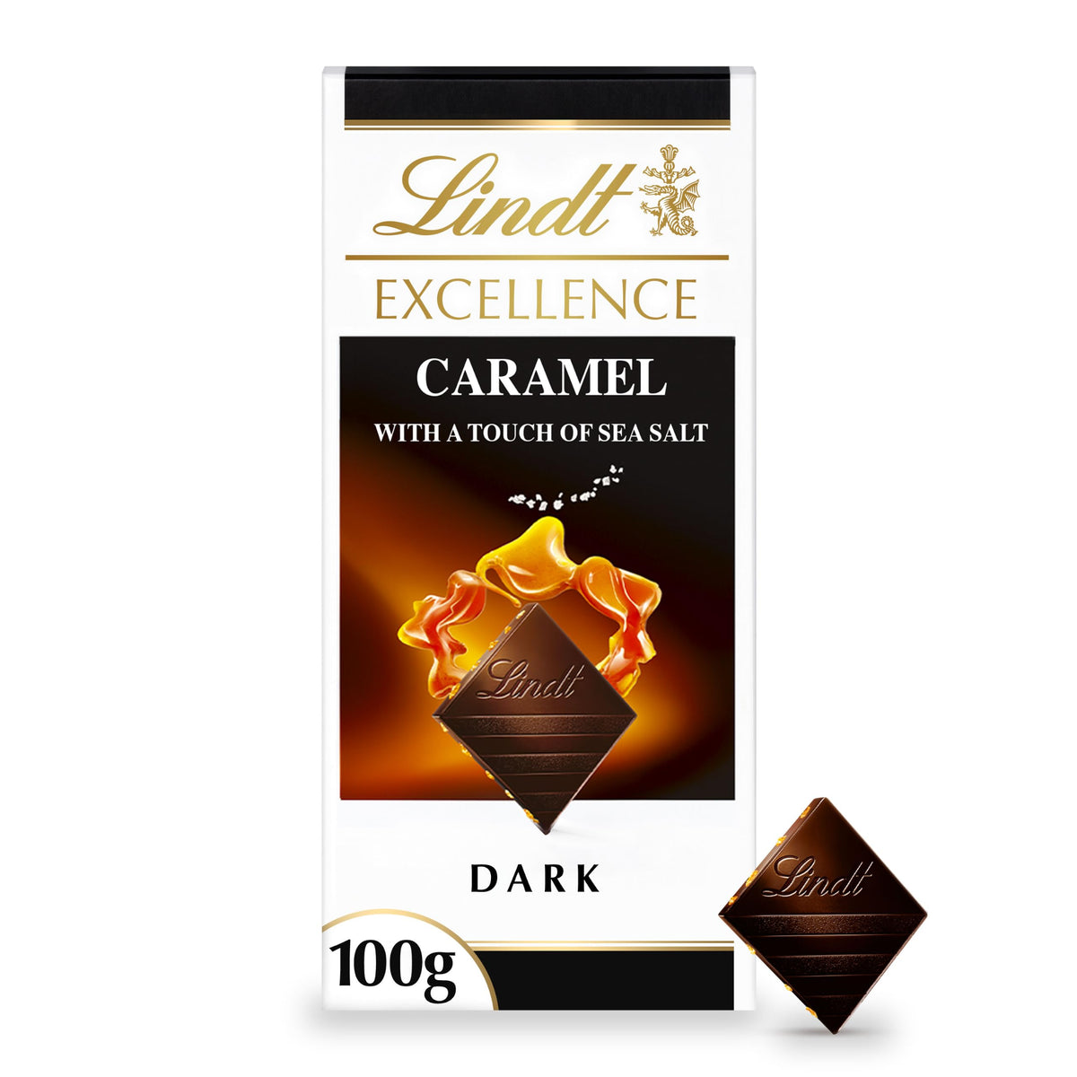 Lindt Excellence Dark Caramel Chocolate Bar with a Touch of Sea Salt - 100 g